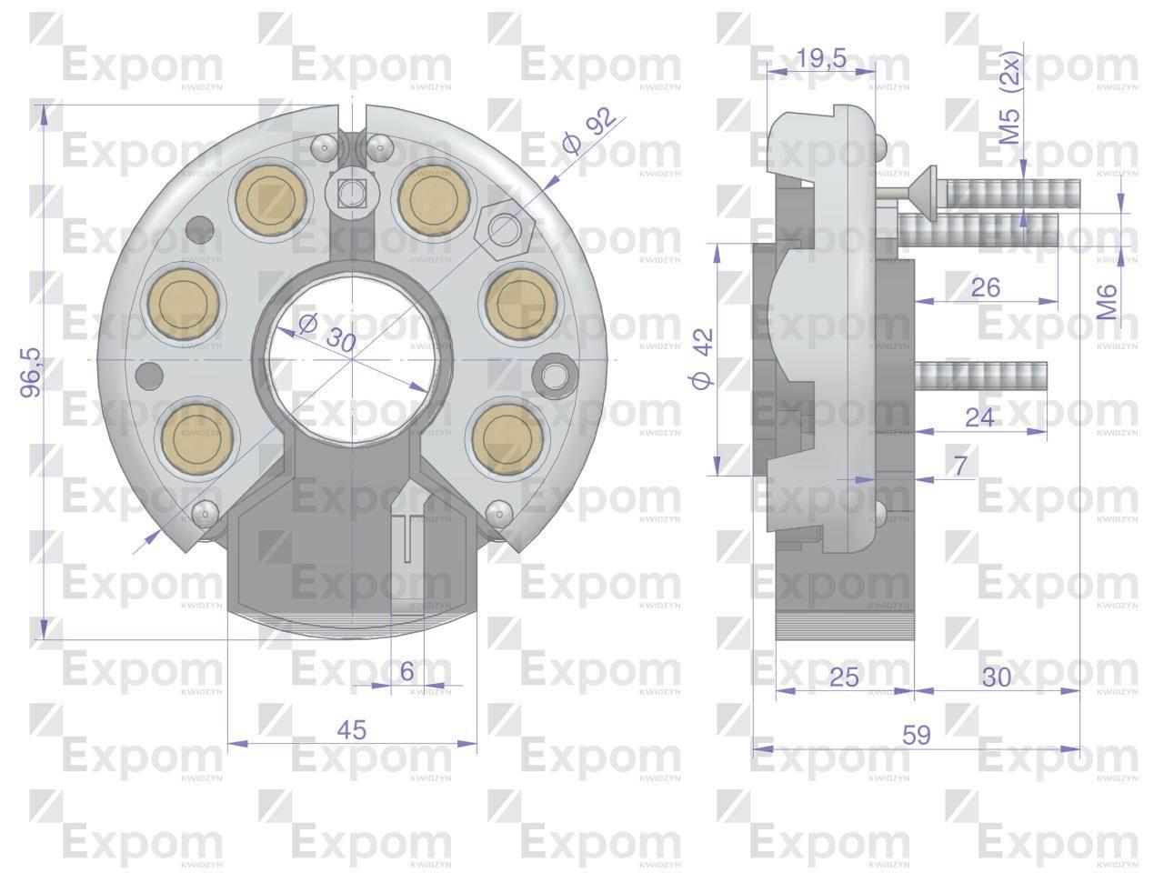 Prostownik Diody alternatora 16.905.254, 7017732M1 MF3 Nowy Typ EXPOM KWIDZ - zdjęcie 2