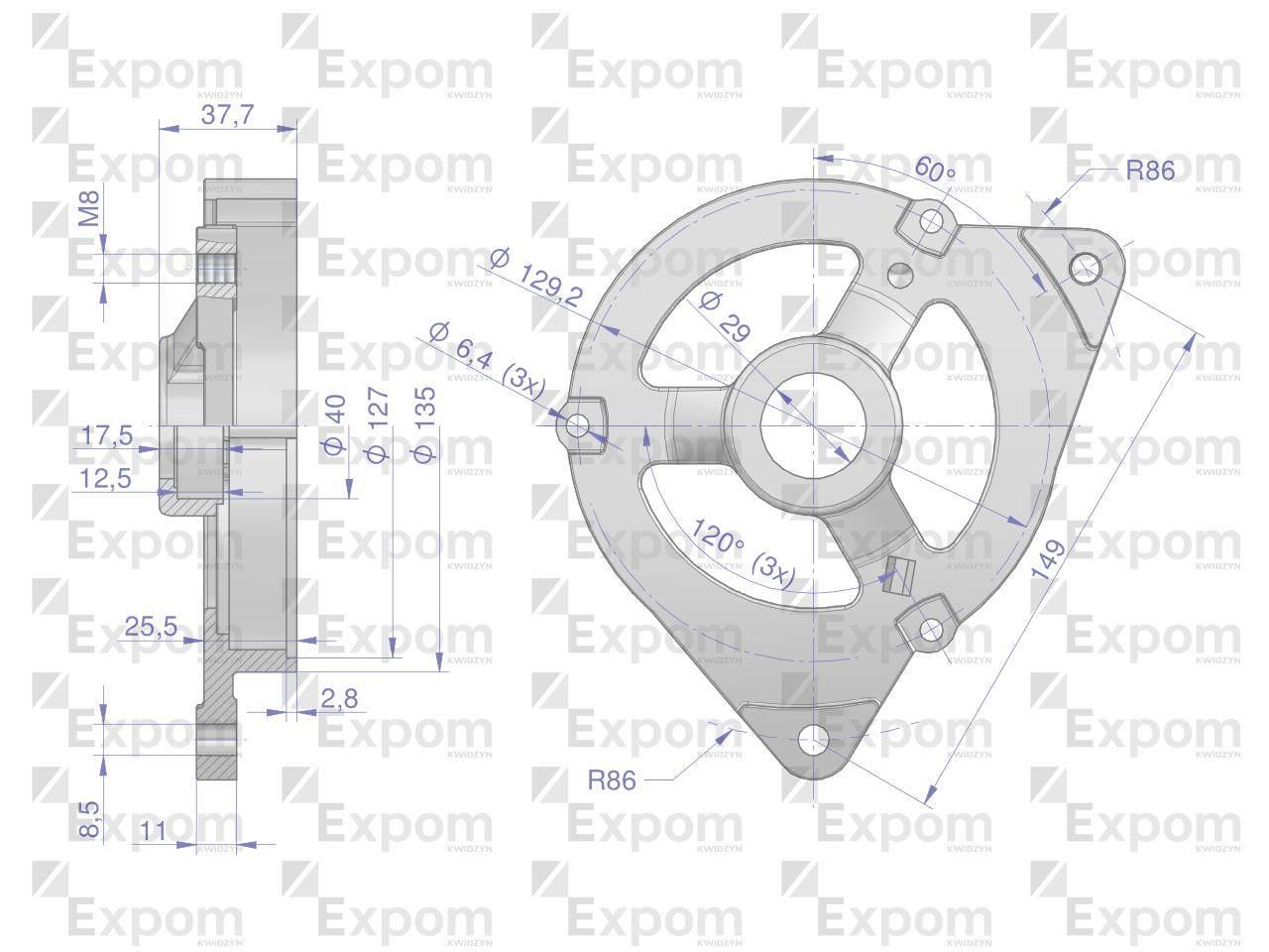Pokrywa przednia alternatora AX230000 C-330 Nowy Typ EXPOM KWIDZYN eu - zdjęcie 2