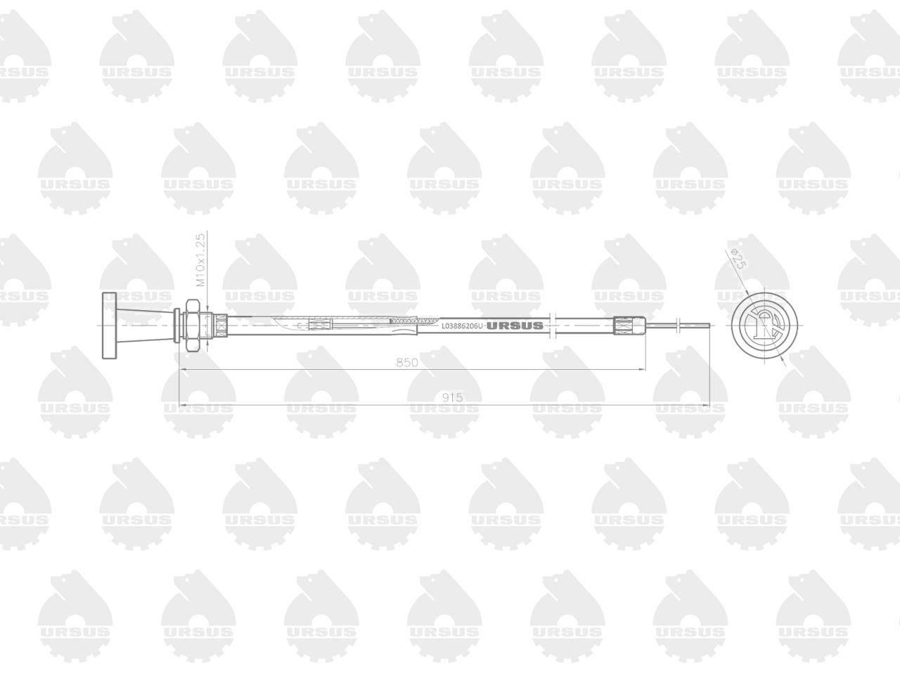 Linka - Gaszenie silnika L-915mm 1699561M91 MF 4512 ORYGINAŁ URSUS - zdjęcie 2