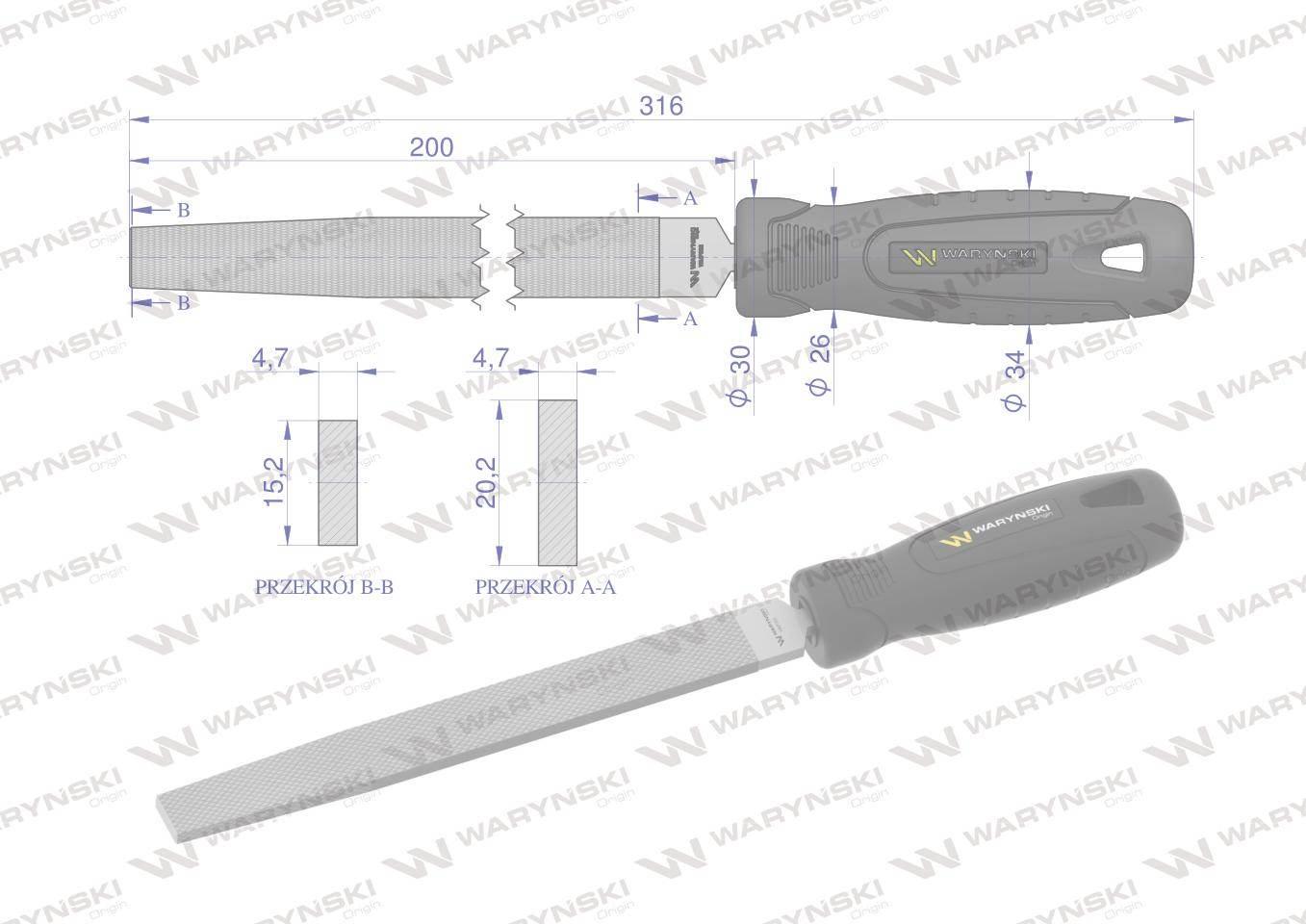 Pilnik płaski 200 mm Waryński WMF002 - zdjęcie 2