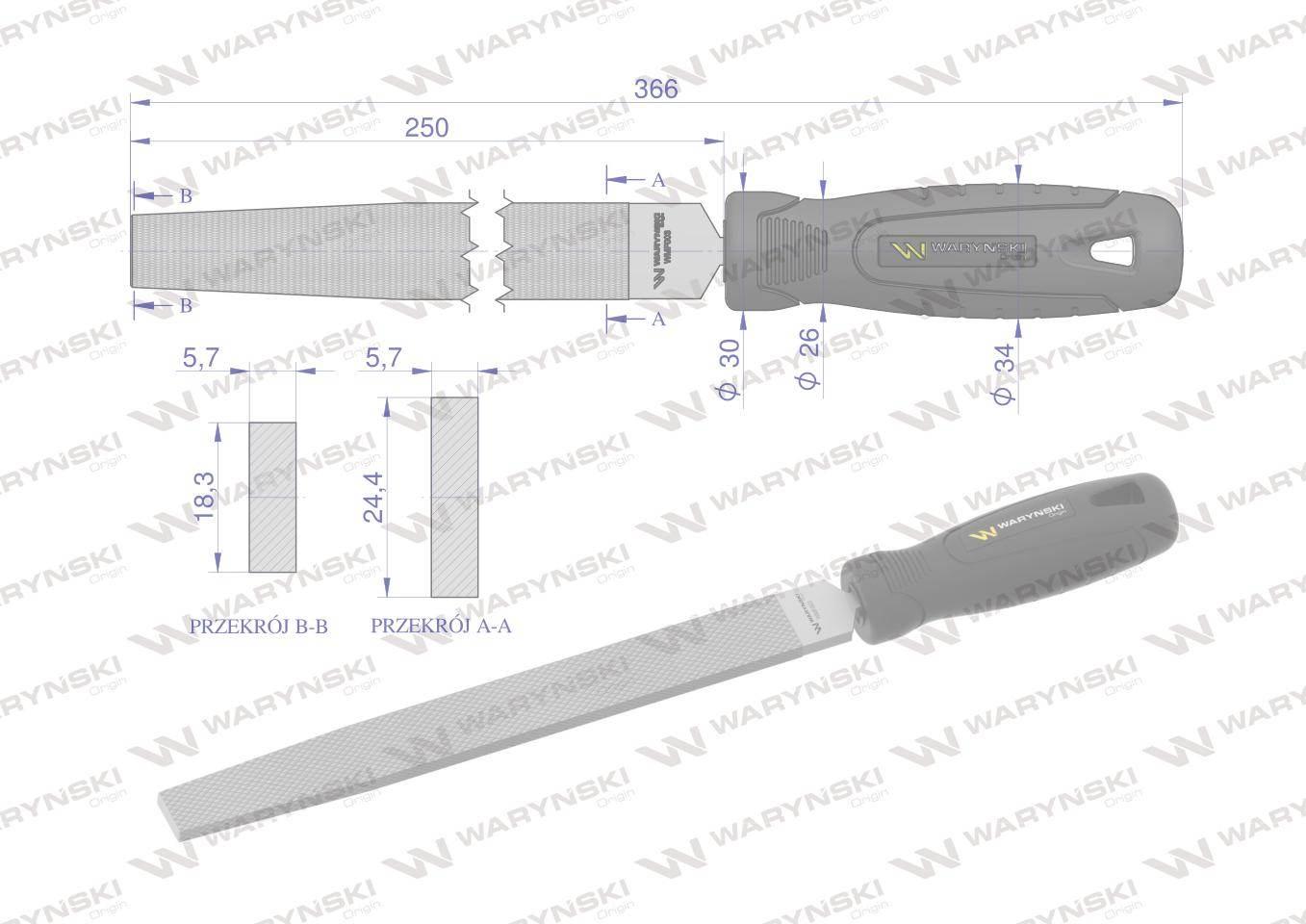 Pilnik płaski 250 mm Waryński WMF003 - zdjęcie 2