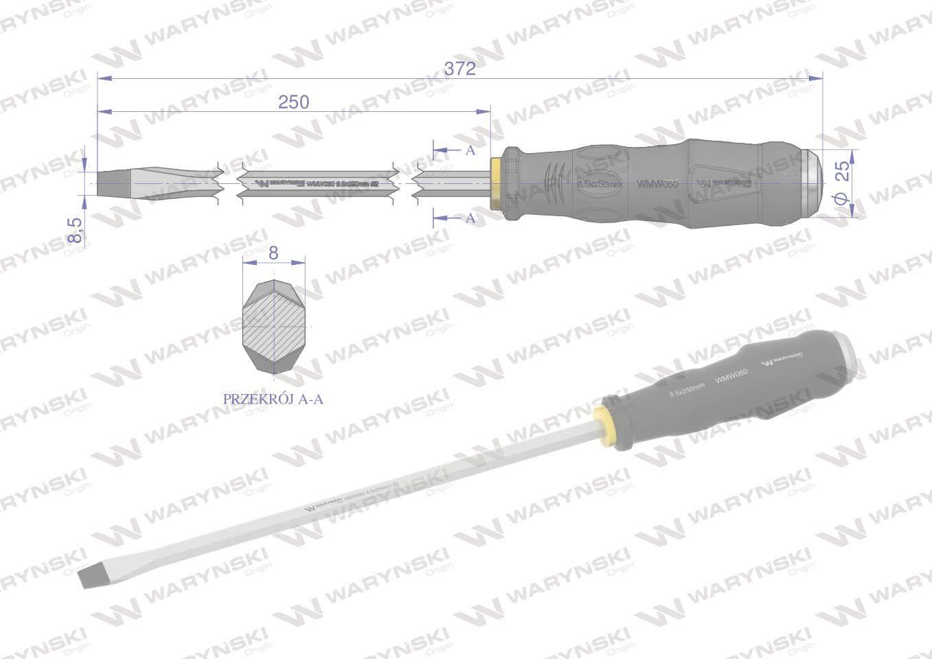 wkrętak do pobijania 8.5x250mm Waryński WMW060 - zdjęcie 3