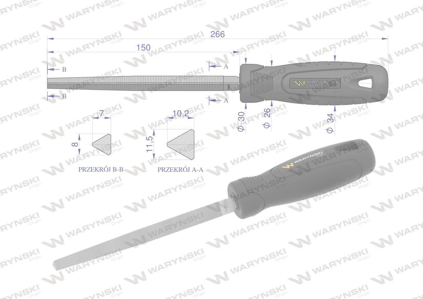 Pilnik trójkątny 150 mm Waryński WMF007 - zdjęcie 2