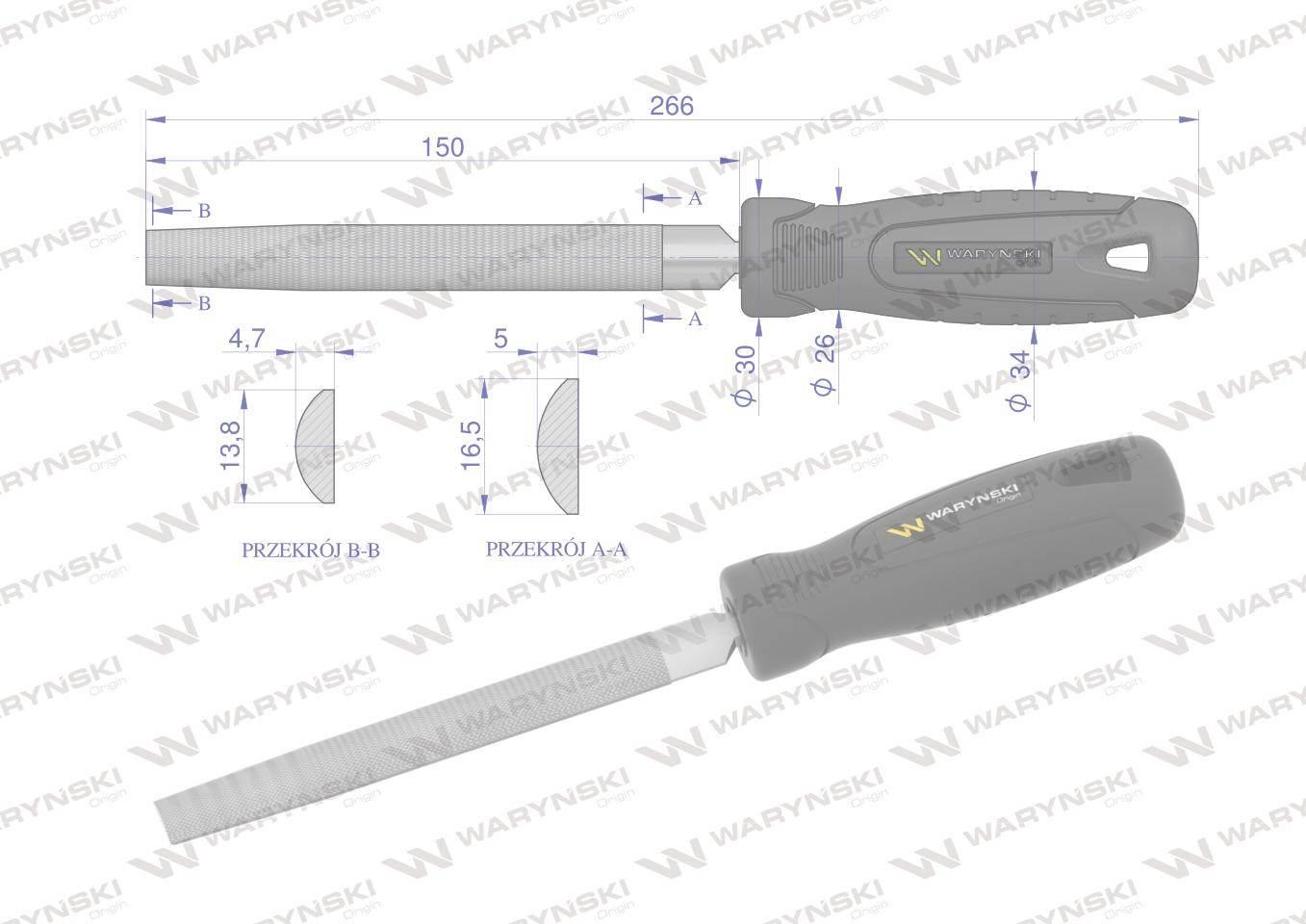 Pilnik półokrągły 150 mm Waryński WMF004 - zdjęcie 2