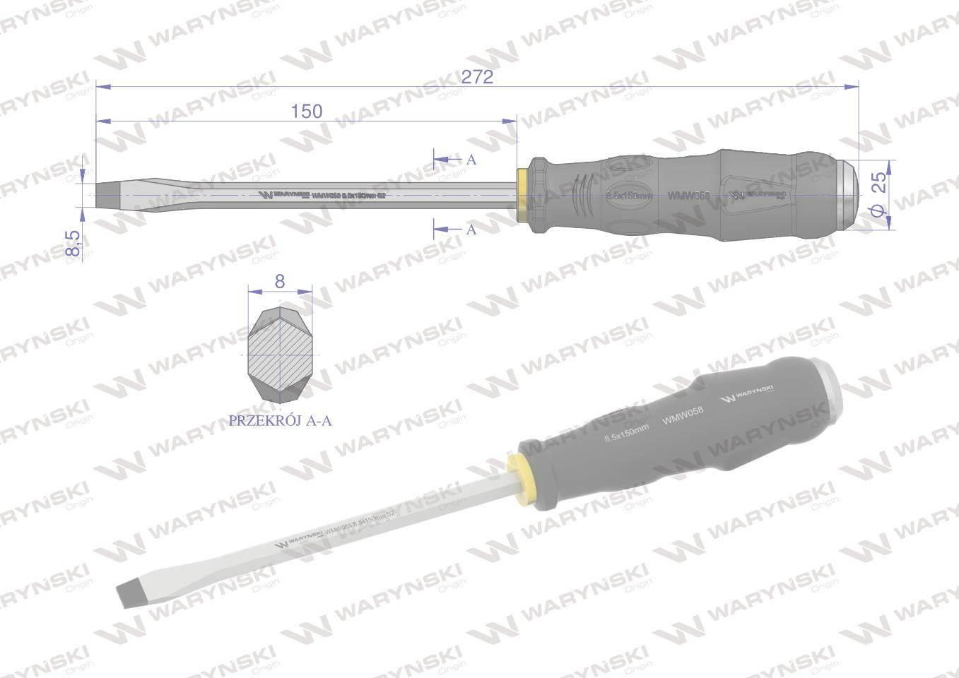 wkrętak do pobijania 8.5x150mm Waryński WMW058 - zdjęcie 3