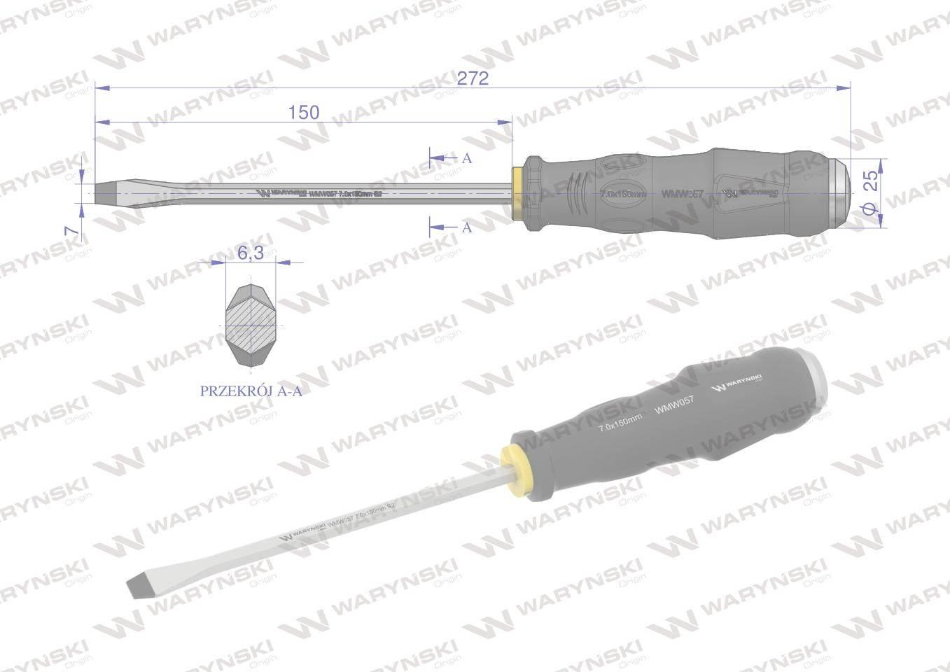 wkrętak do pobijania 7.0x150mm Waryński WMW057 - zdjęcie 3