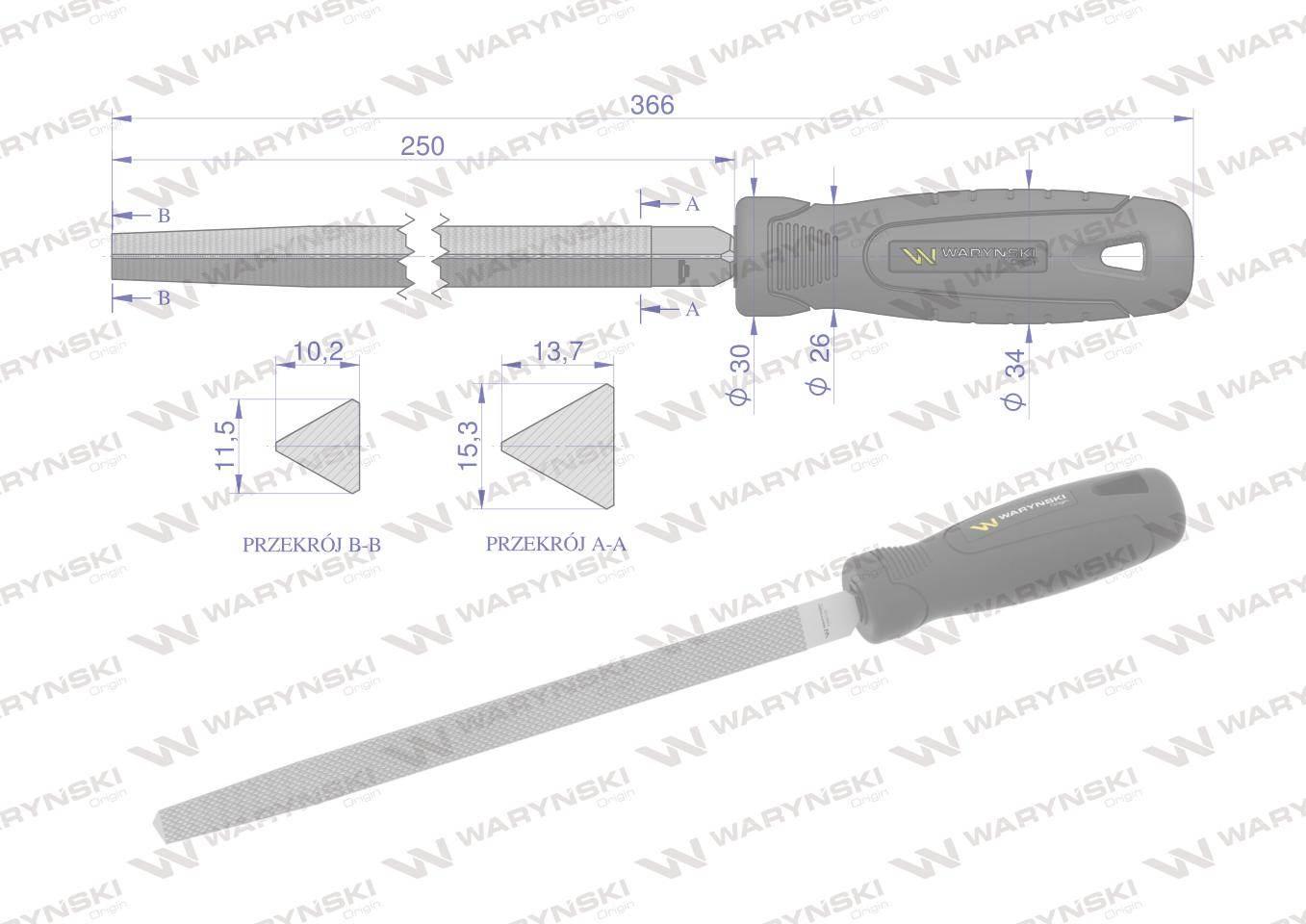 Pilnik trójkątny 250 mm Waryński WMF009 - zdjęcie 2