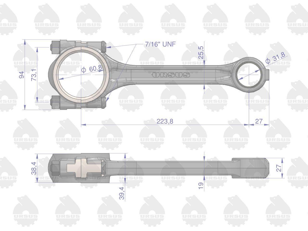 Korbowód silnika MF3 ORYGINAŁ URSUS 3132910K91U - zdjęcie 2