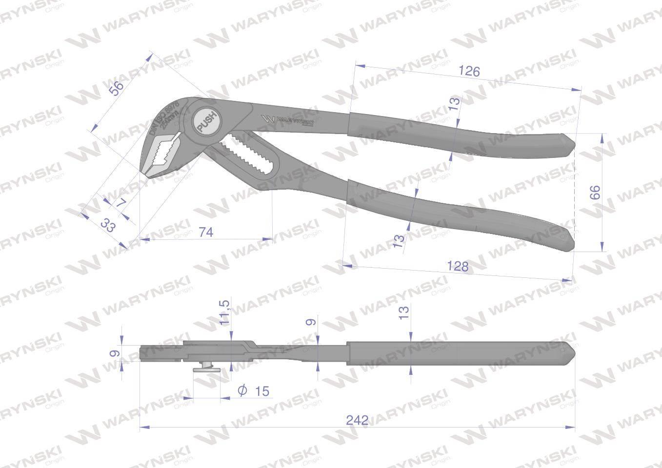Szczypce do rur szybkonastawne 250mm. zakres szczęk 50 mm Waryński WMH127 - zdjęcie 2
