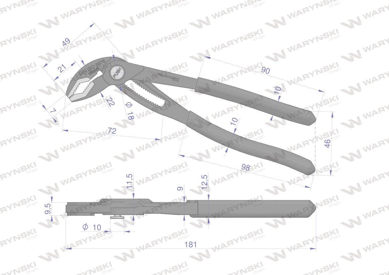 Szczypce do rur szybkonastawne 180mm. zakres szczęk 42 mm Waryński WMH126 - zdjęcie 2