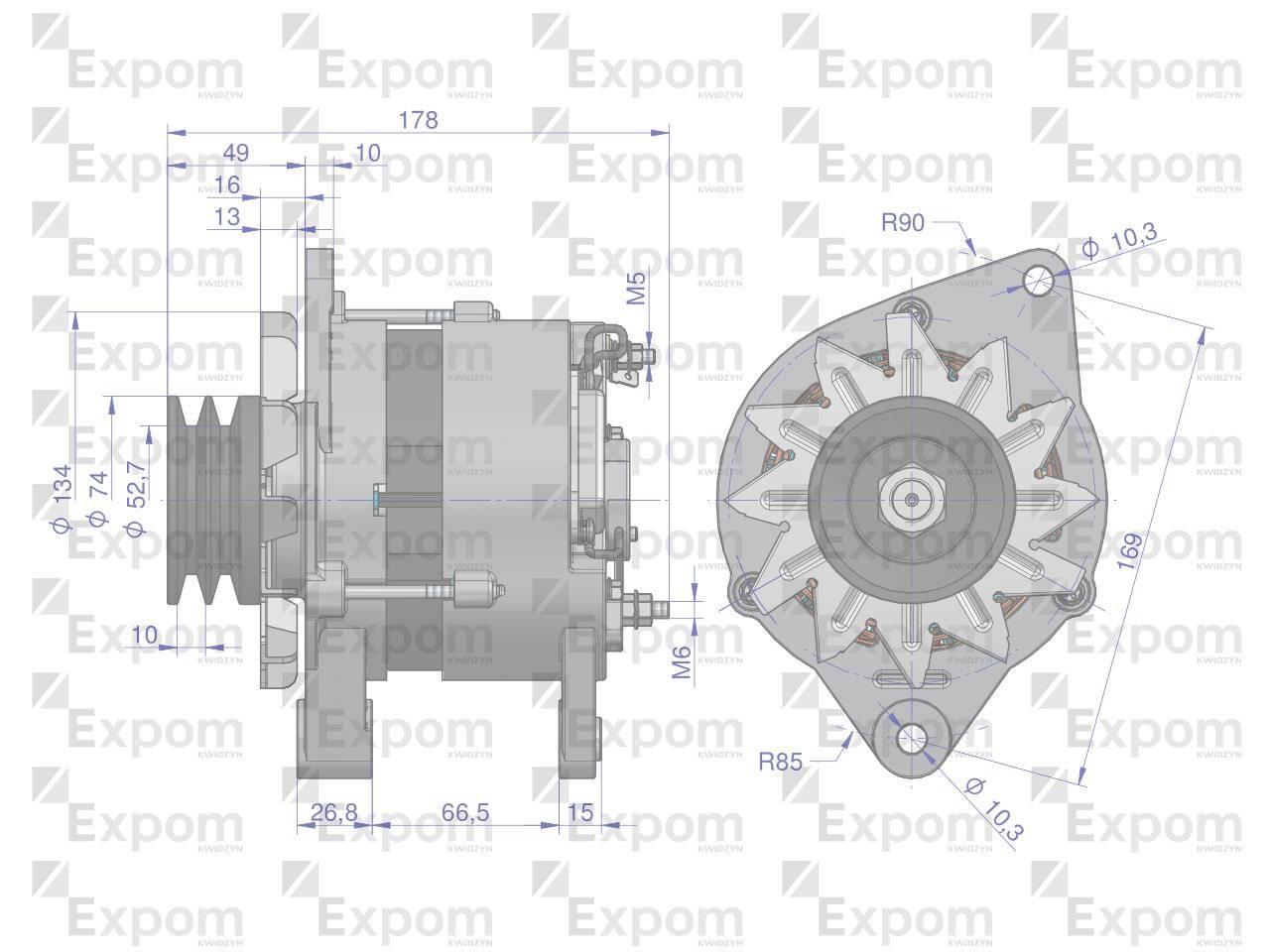 Alternator 2-paski 80642385 C-385 Nowy Typ EXPOM KWIDZYN eu 9515672EX - zdjęcie 3