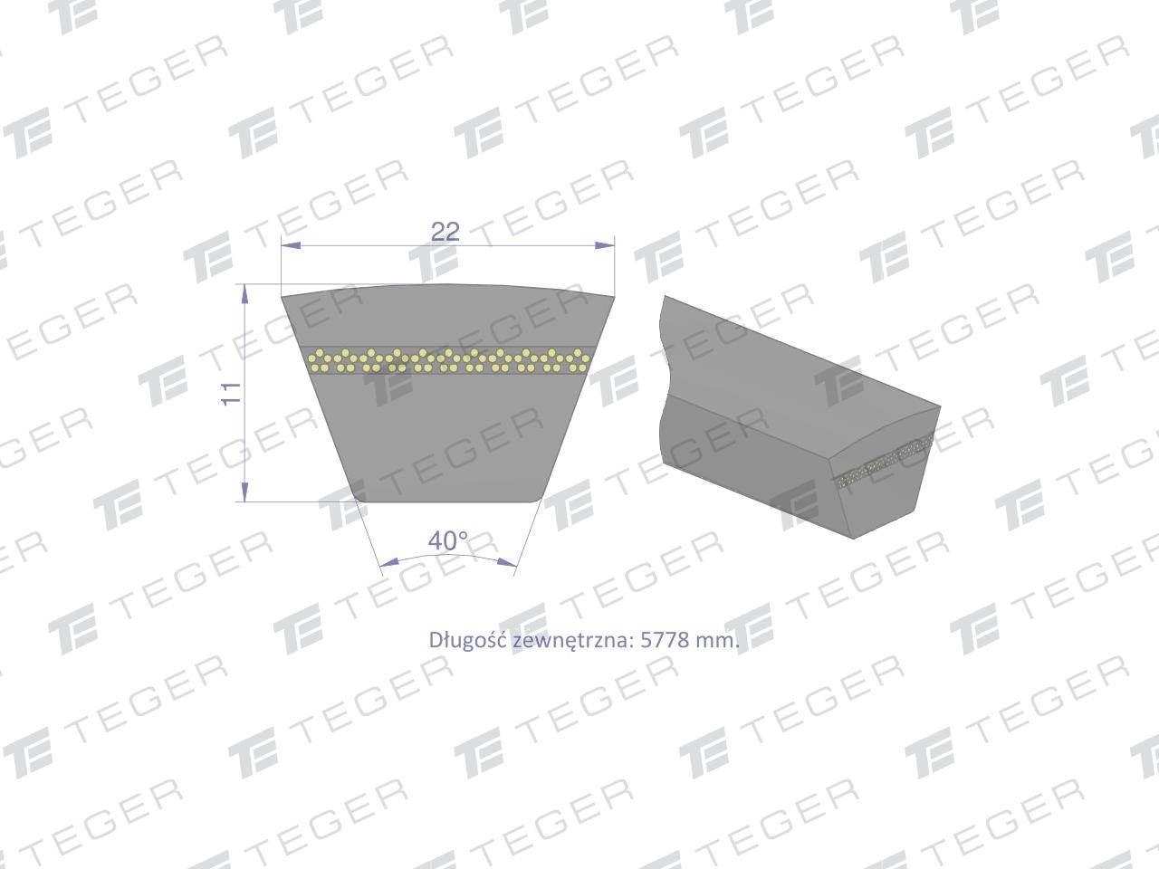 Pas klinowy Hard-Belt (T-603017.0) AP1000833 do CLAAS 603017.0 TEGER - zdjęcie 3