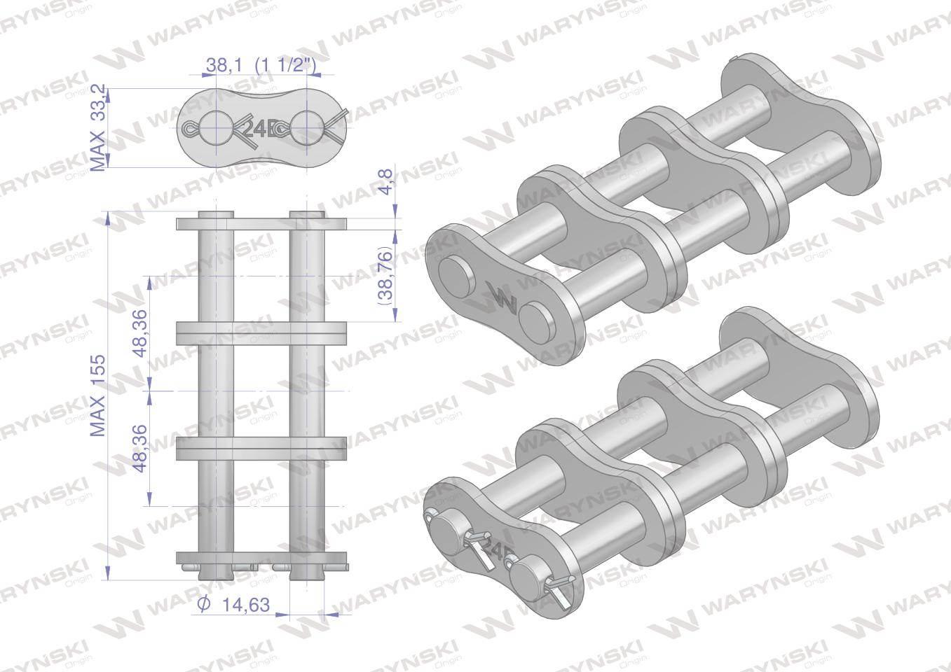 Zamek łańcucha Z24B-3 (R3 1.1/2) Waryński W-Z24B3