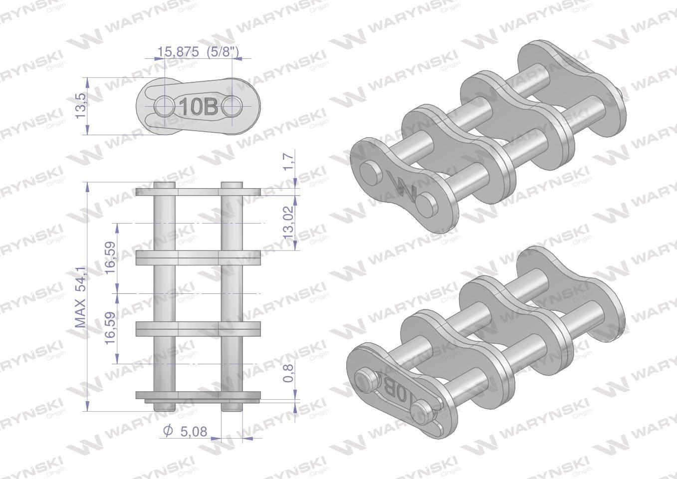 Zamek łańcucha Z10B-3 (R3 5/8) Waryński 5szt W-Z10B3 - zdjęcie 2