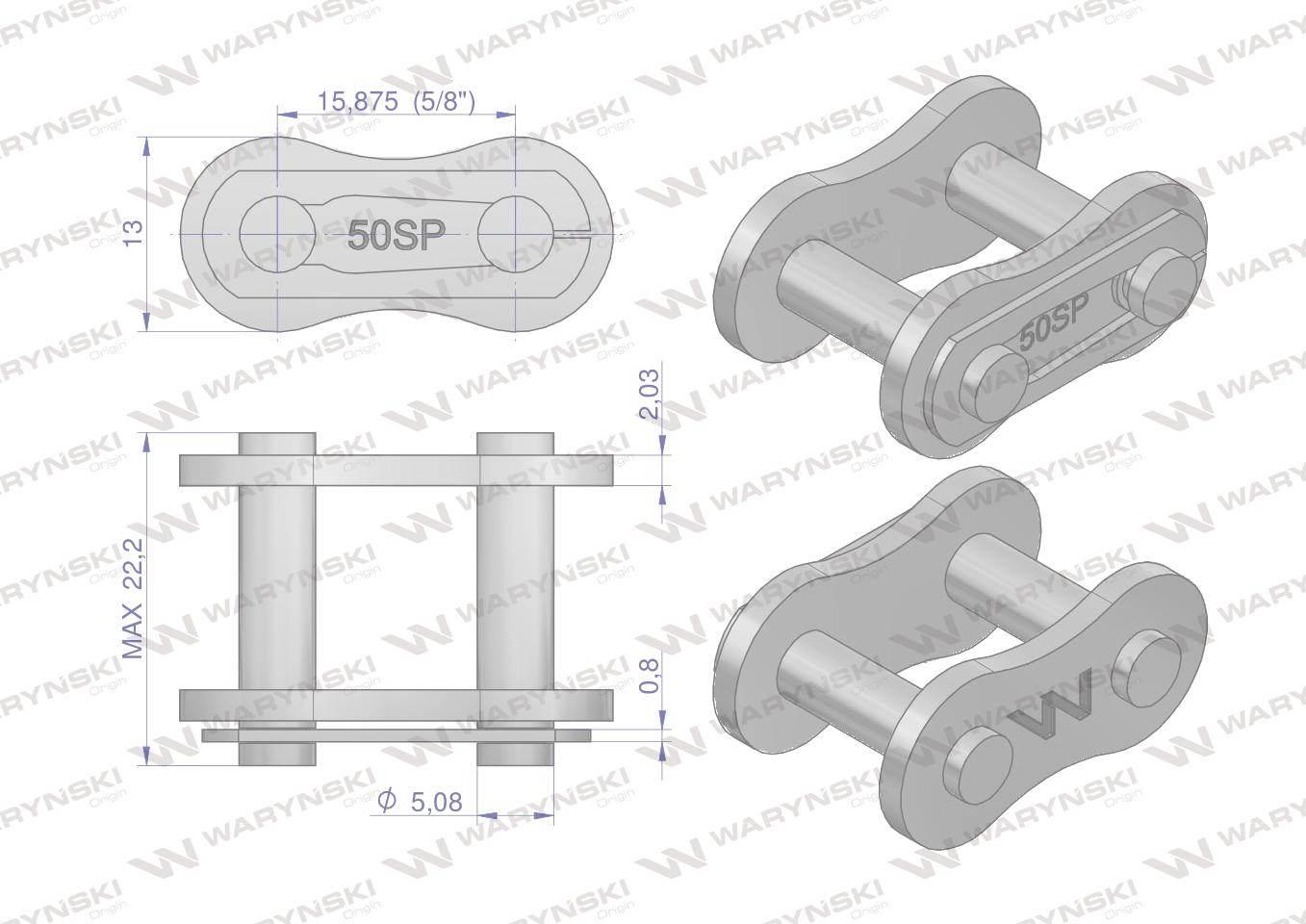 Zamek łańcucha Z50SP (R1 5/8) Waryński 5szt W-Z50SP - zdjęcie 2