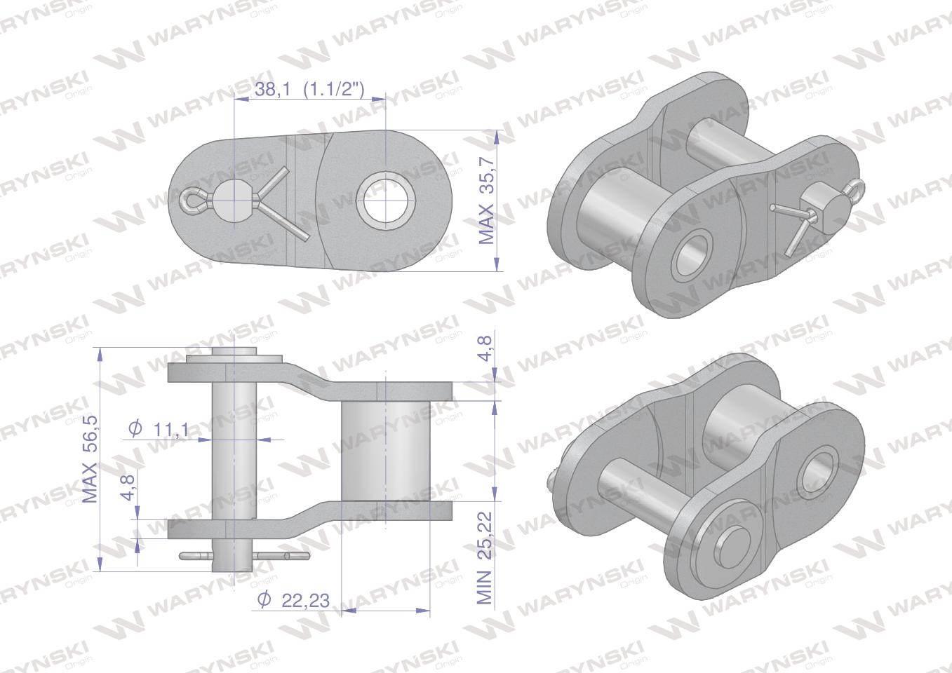 Półogniwo łańcucha wzmocnione P24A-1 ANSI A 120 (R1 1.1/2) Waryński 2szt