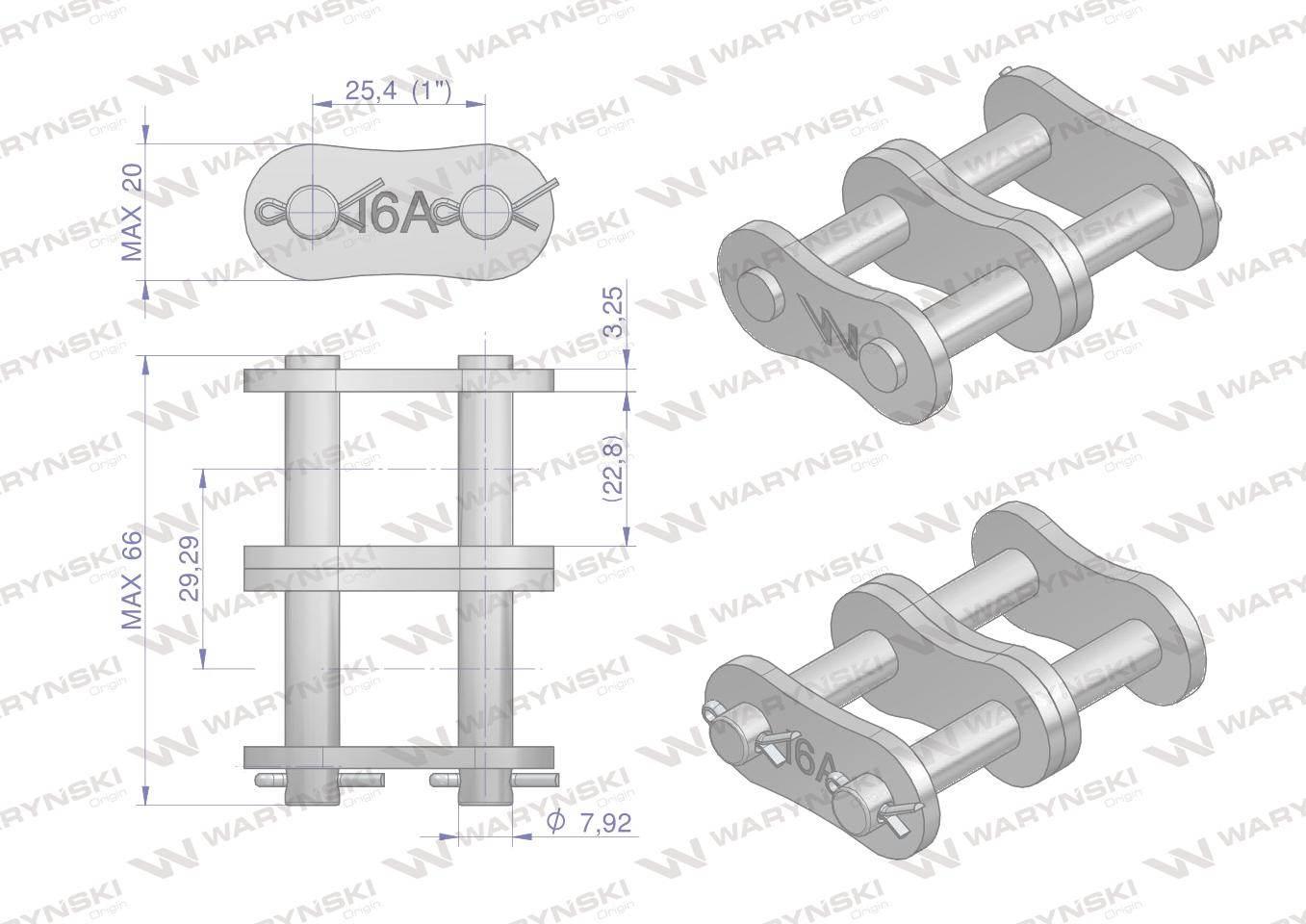 Zamek łańcucha wzmocnionego Z16A-2 ANSI A 80 (R2 1) Waryński 5szt W-Z16A2 - zdjęcie 2