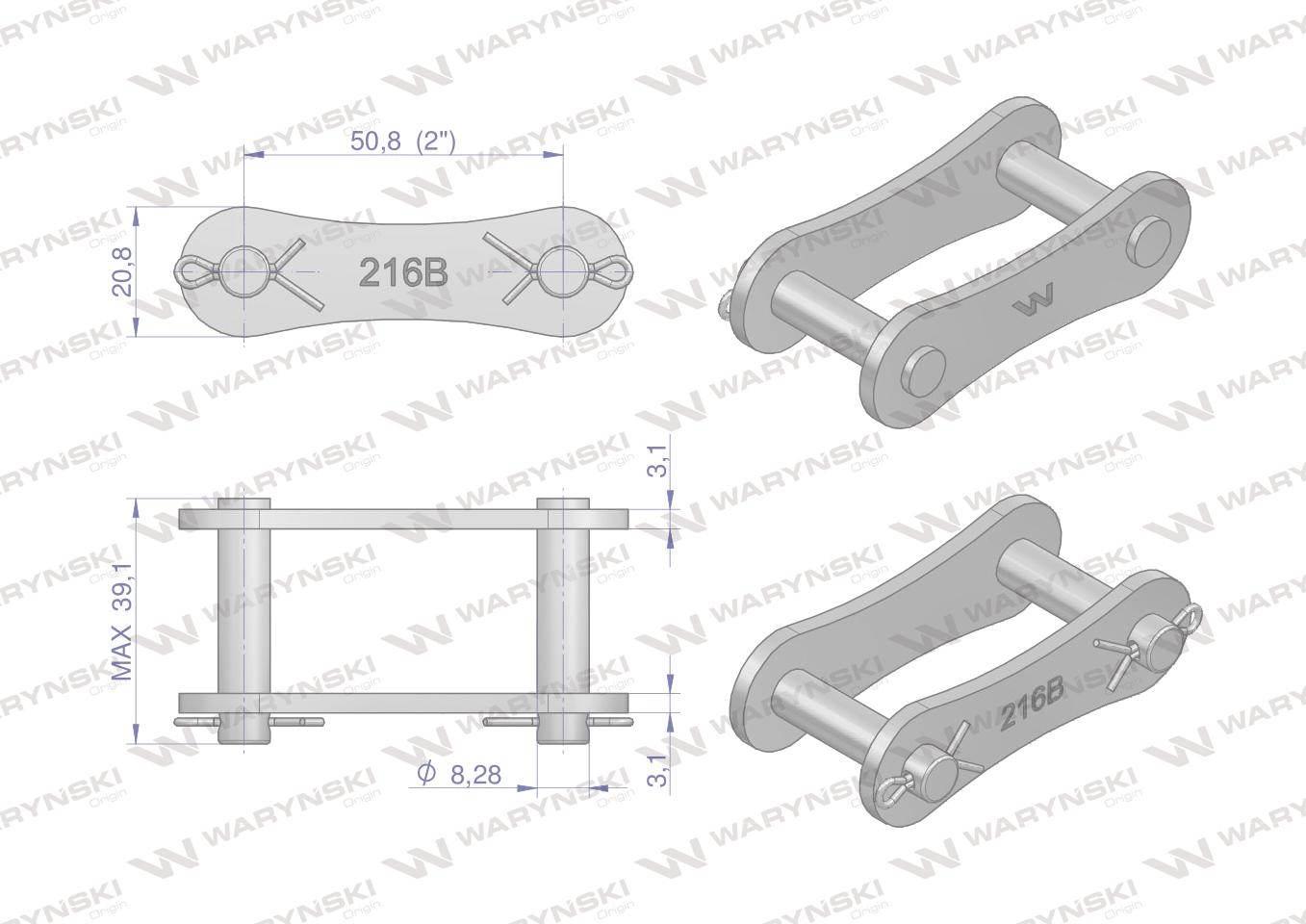 Zamek łańcucha Z216B (R1 2) Waryński 5szt W-Z216B - zdjęcie 2