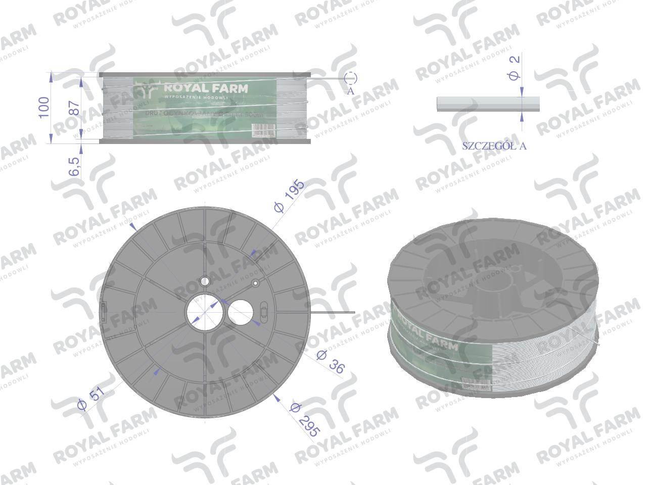 Drut (szpula) do pastucha ocynkowany fi 2.0 mm 500m ROYAL FARM RM-105010013 - zdjęcie 3