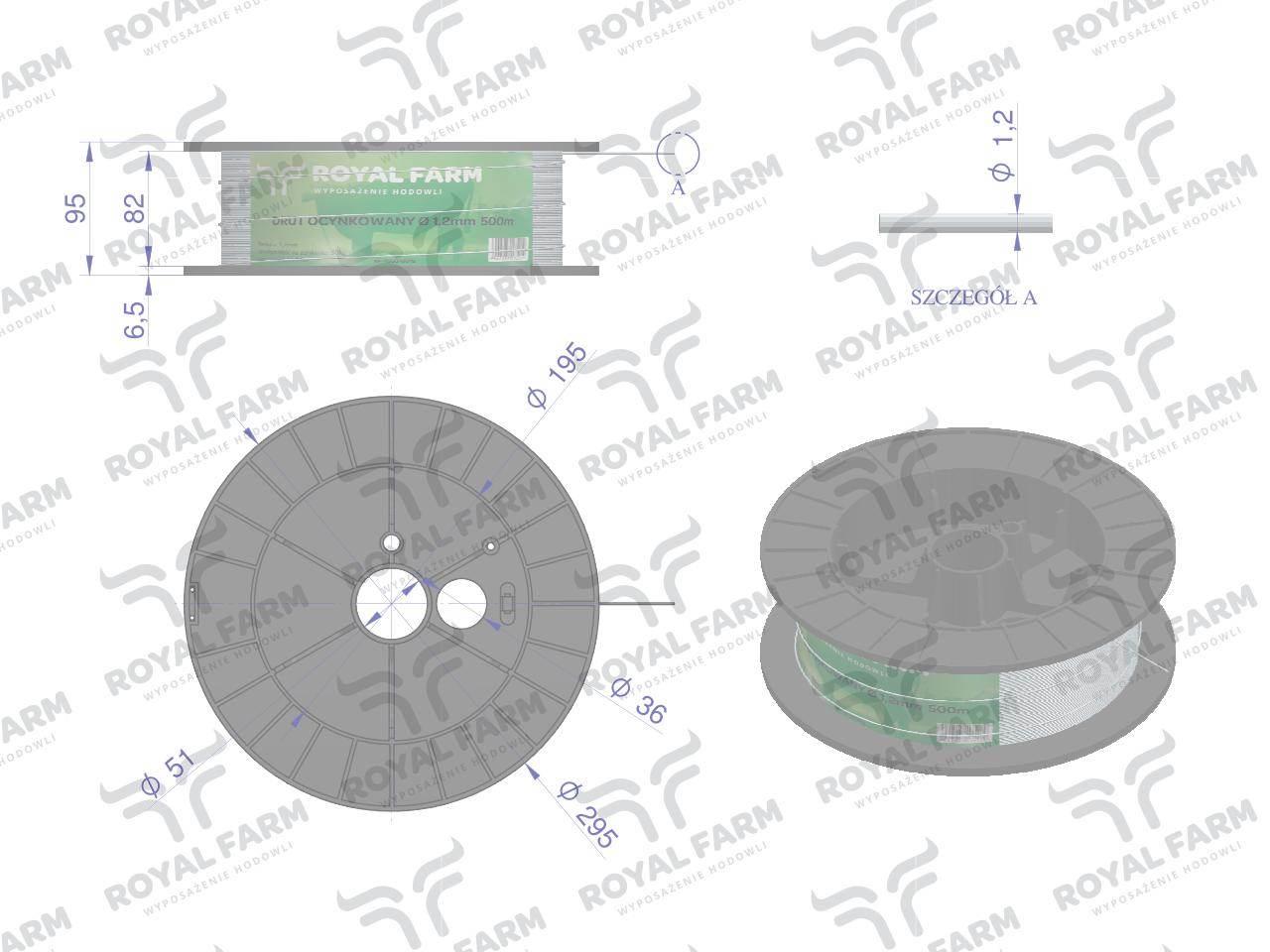 Drut (szpula) do pastucha 500m ocynkowany fi 1.2 mm ROYAL FARM RM-105010018 - zdjęcie 3