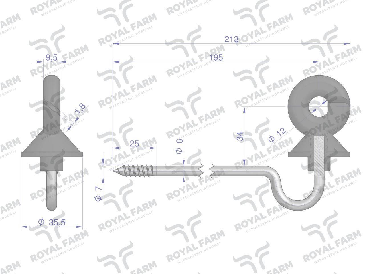 Izolator okrągły z długim trzpieniem ADA ROYAL FARM szt) 10szt RF-10181603 - zdjęcie 2