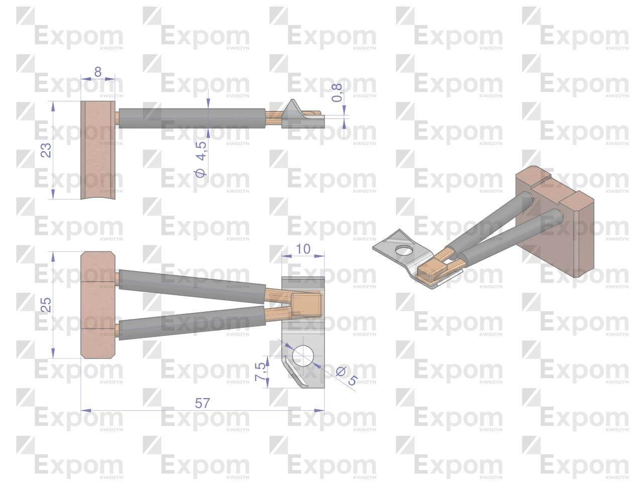 Szczotka 8x25x23 rozrusznika R-10 (20 SZT) EXPOM KWIDZYN eu 303431EX - zdjęcie 2