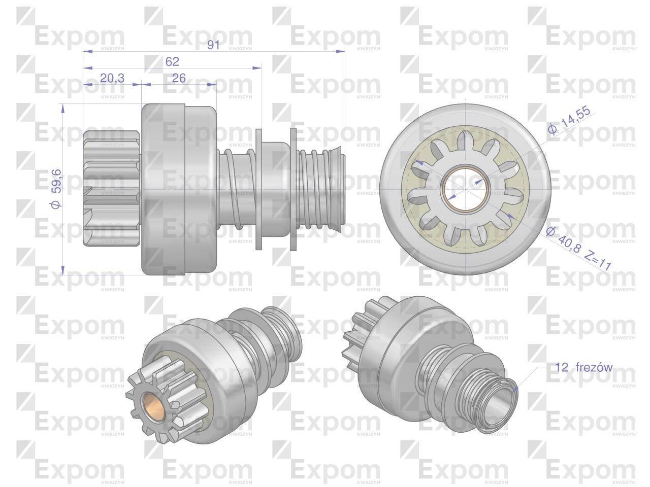Zespół sprzęgający rozrusznika 93.2208EX (rozrusznik Magneton) EXPOM KWIDZY - zdjęcie 4