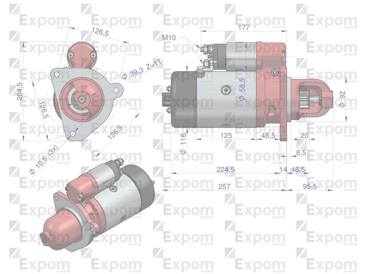 Rozrusznik R10A 300851ER. EX151000 24V 4.8 kW regenerowany Bizon Expom eu - zdjęcie 2