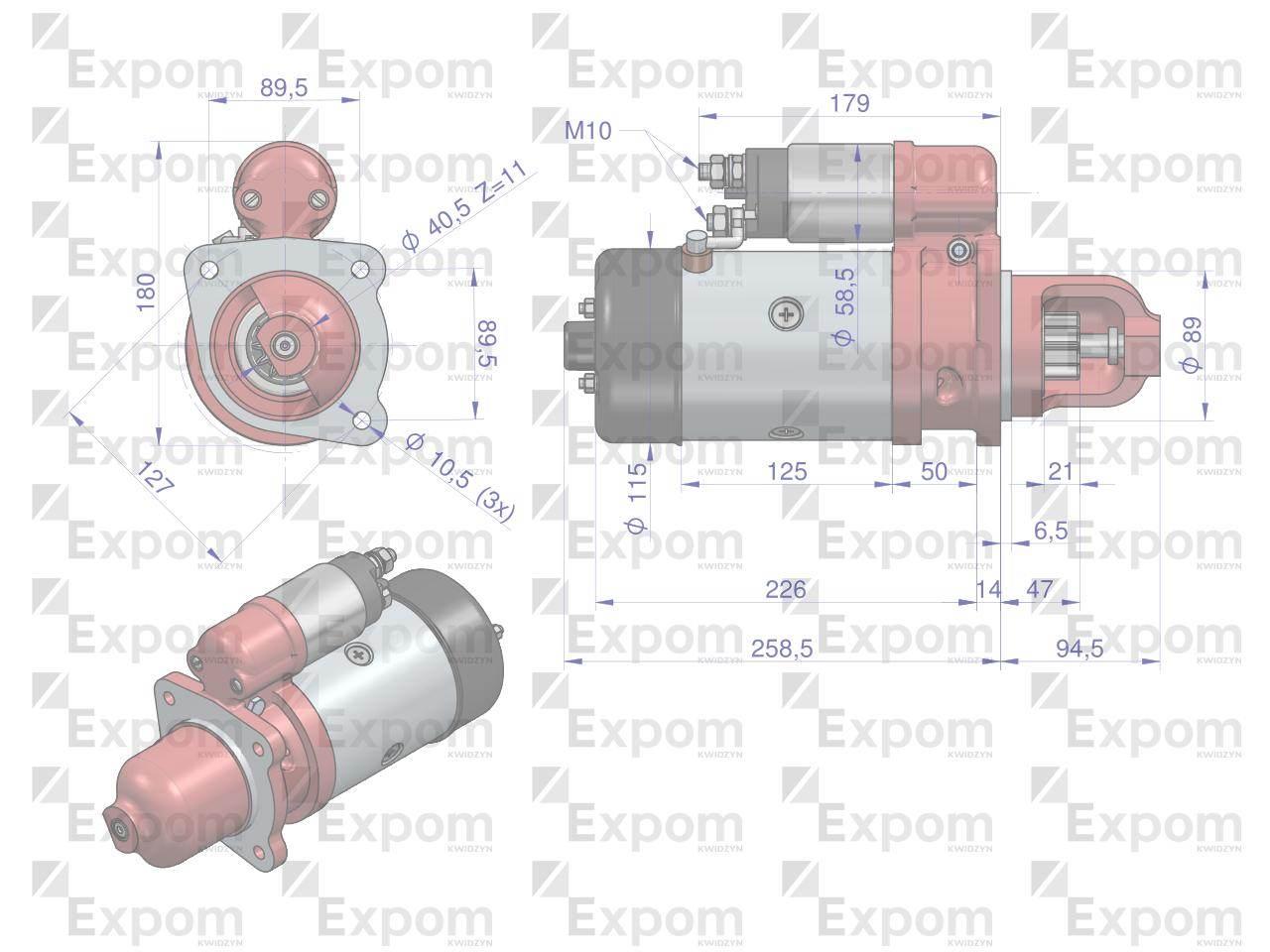 Rozrusznik R11A 300854ER. 46657000 12V 3 kW C-330 C-360 regenerowany EXPOM - zdjęcie 3