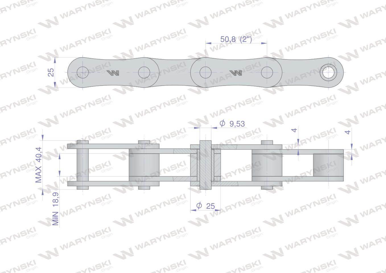 Łańcuch rolkowy CA650F 5m Waryński W-LCA650 - zdjęcie 2