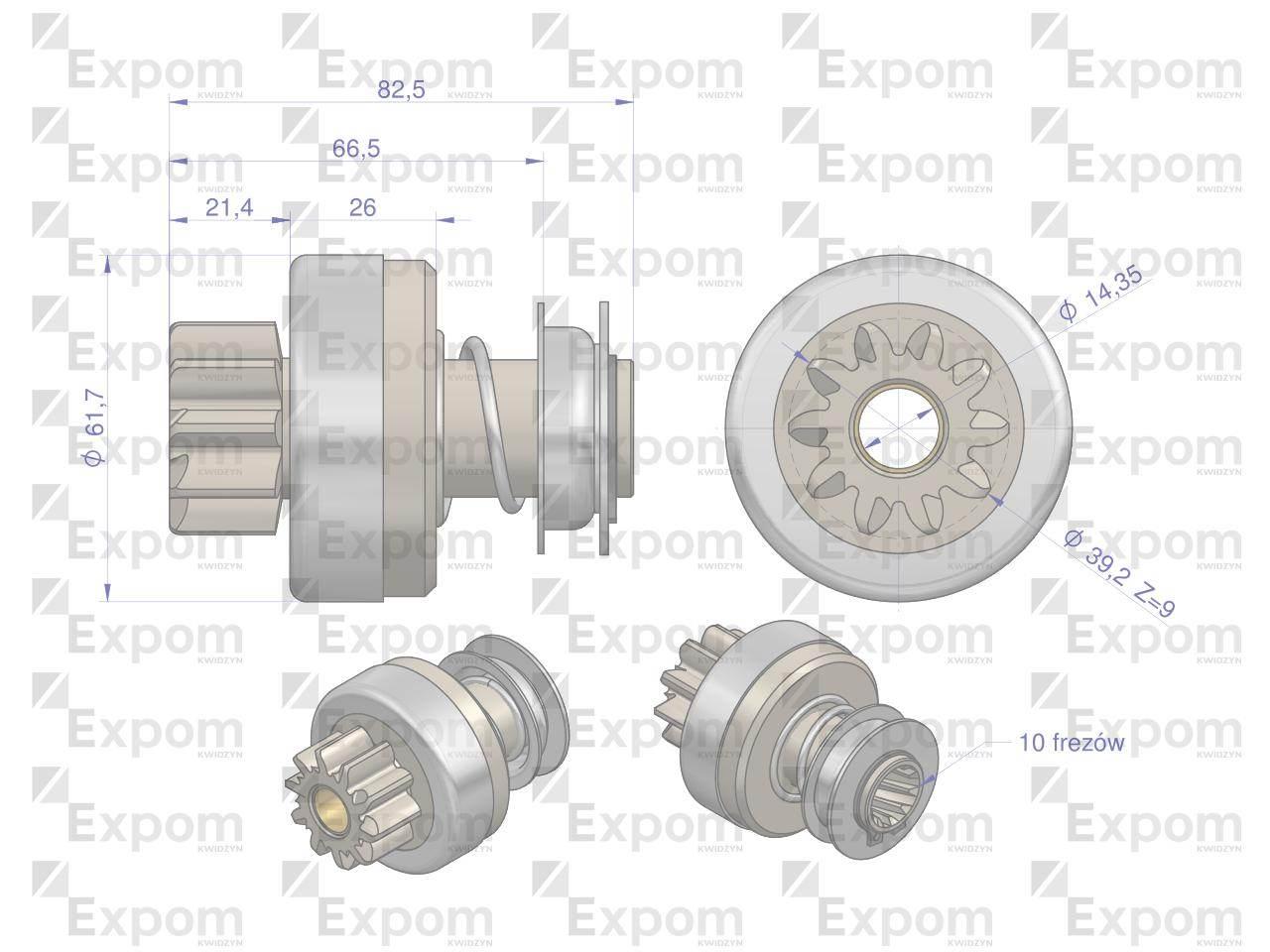 Zespół sprzęgający rozrusznika ( Typ Iskra ) MSX 754, 16.901.751 EXPOM KWID - zdjęcie 4
