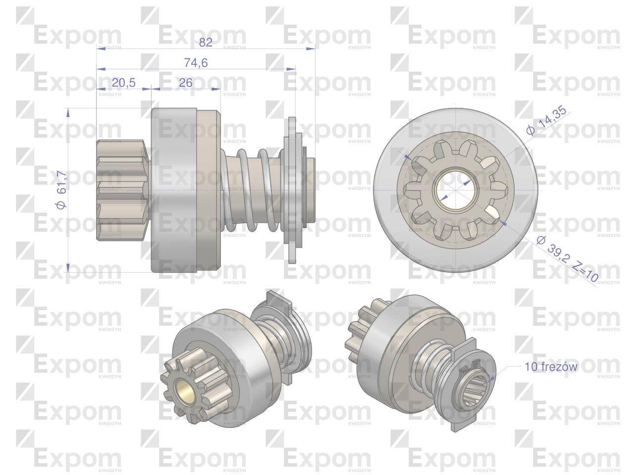 Zespół sprzęgający rozrusznika ( Typ Iskra ) MSX 602, 16.902.382 EXPOM KWID - zdjęcie 4