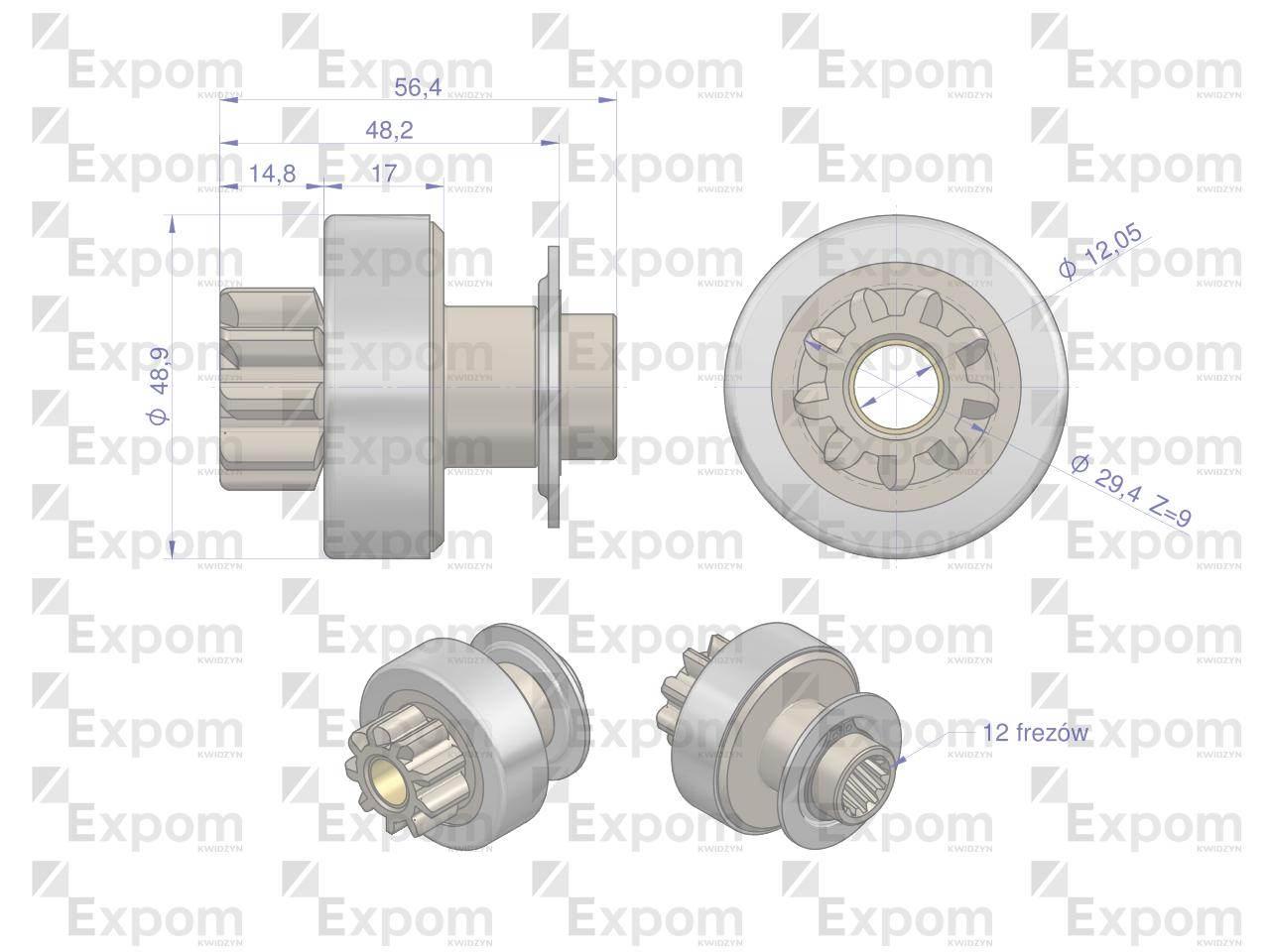 Zespół sprzęgający rozrusznika ( Typ Iskra ) MSX 1376, 16.902.183 EXPOM KWI - zdjęcie 4