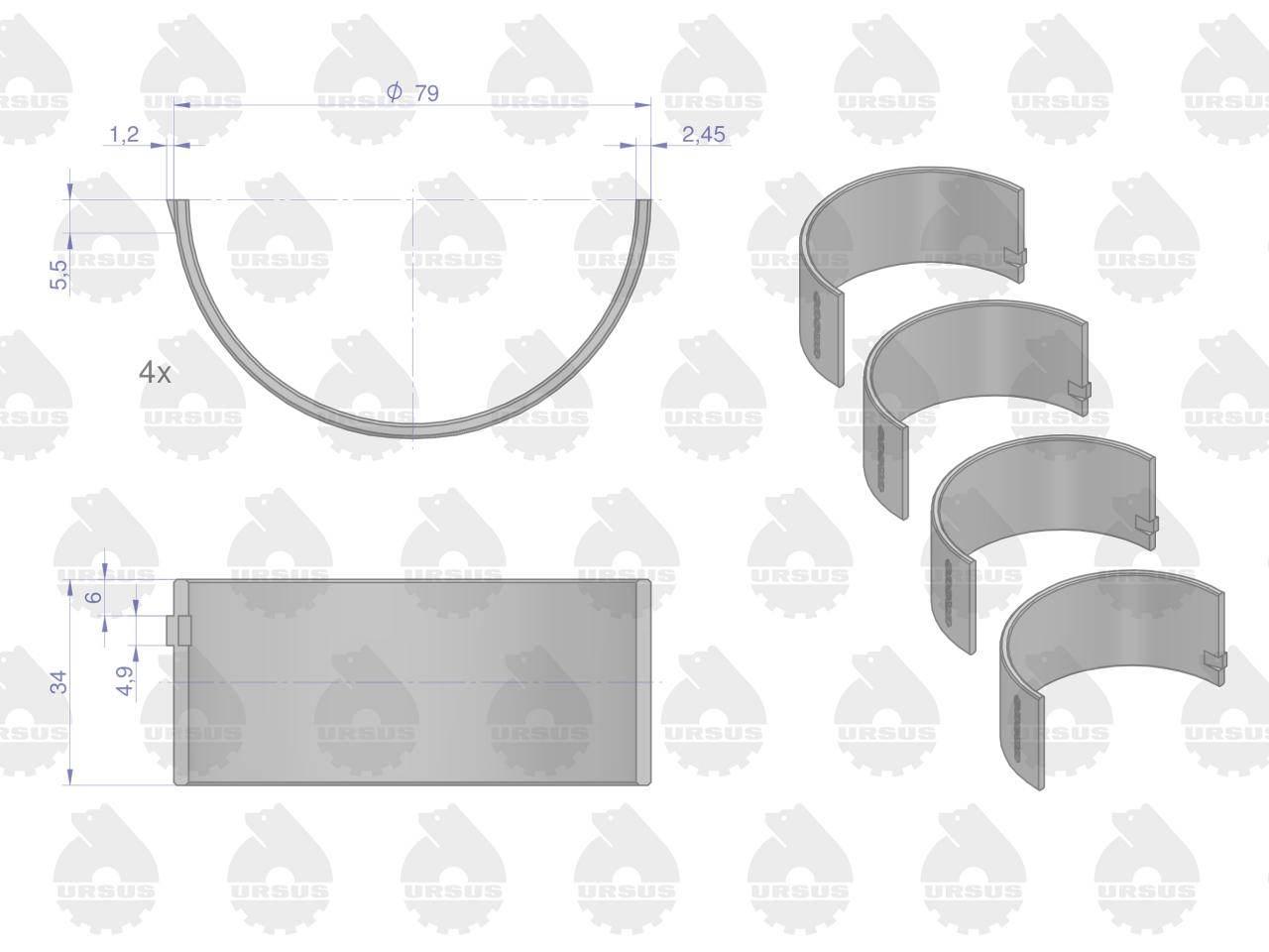 Komplet panewek korbowodowych N-1.00 (IV szlif) 50103913. 90060123 C-330 OR - zdjęcie 2