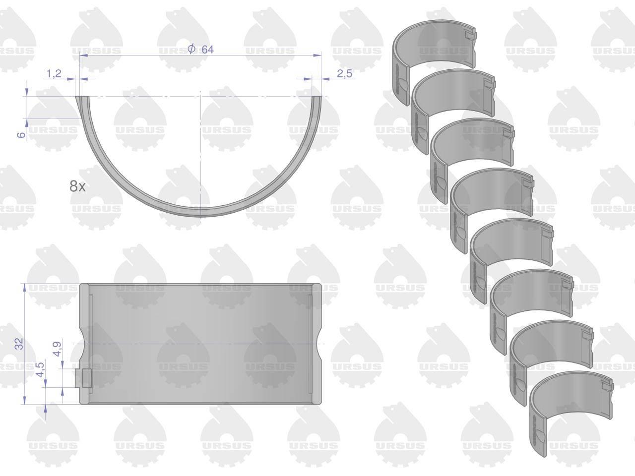 Komplet panewek korbowodowych N-1.00 (IV szlif) 50503123. 90030143 C-360/ Z - zdjęcie 2