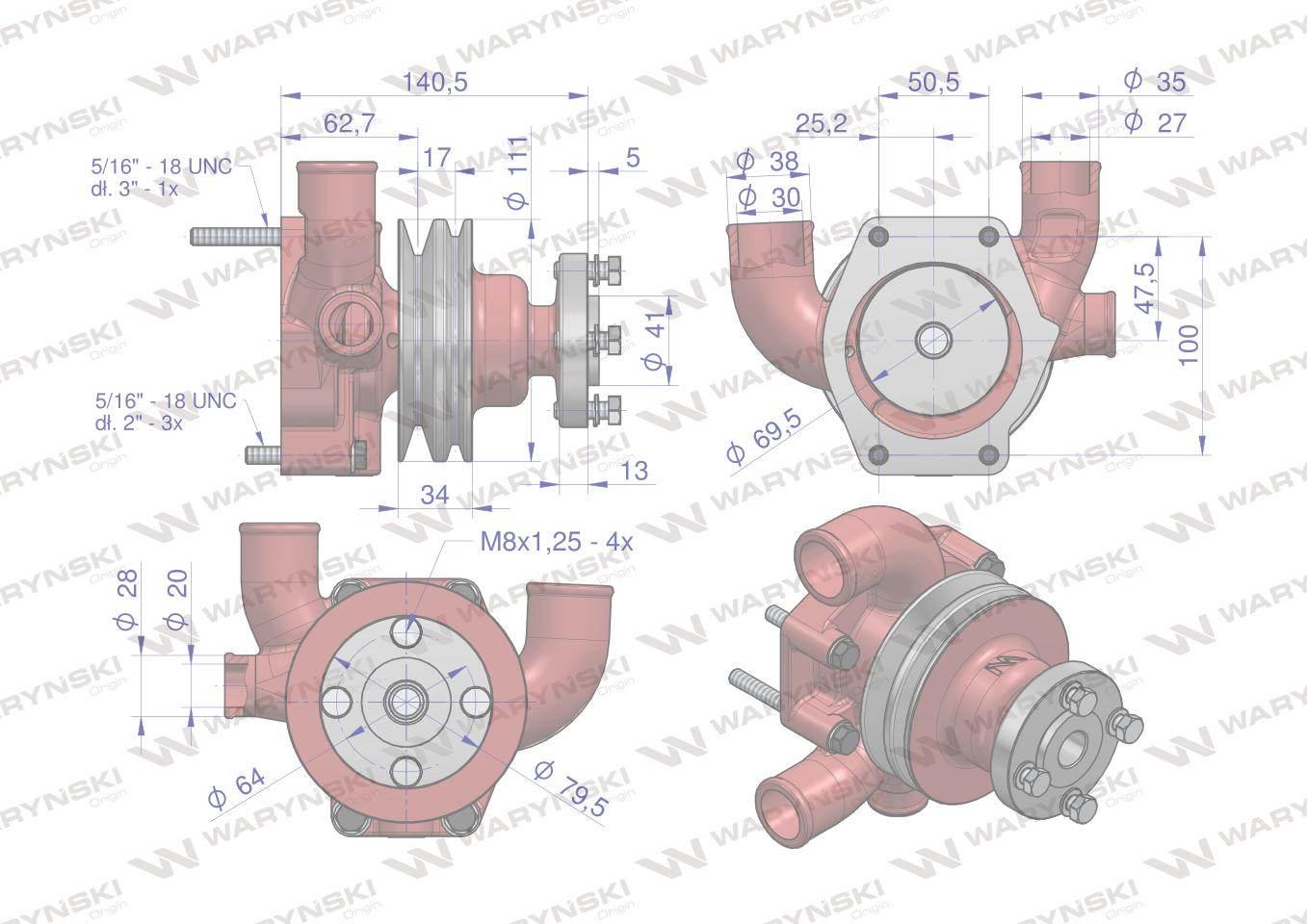 Pompa wody II paski MF3 WARYŃSKI UR530141W - zdjęcie 6
