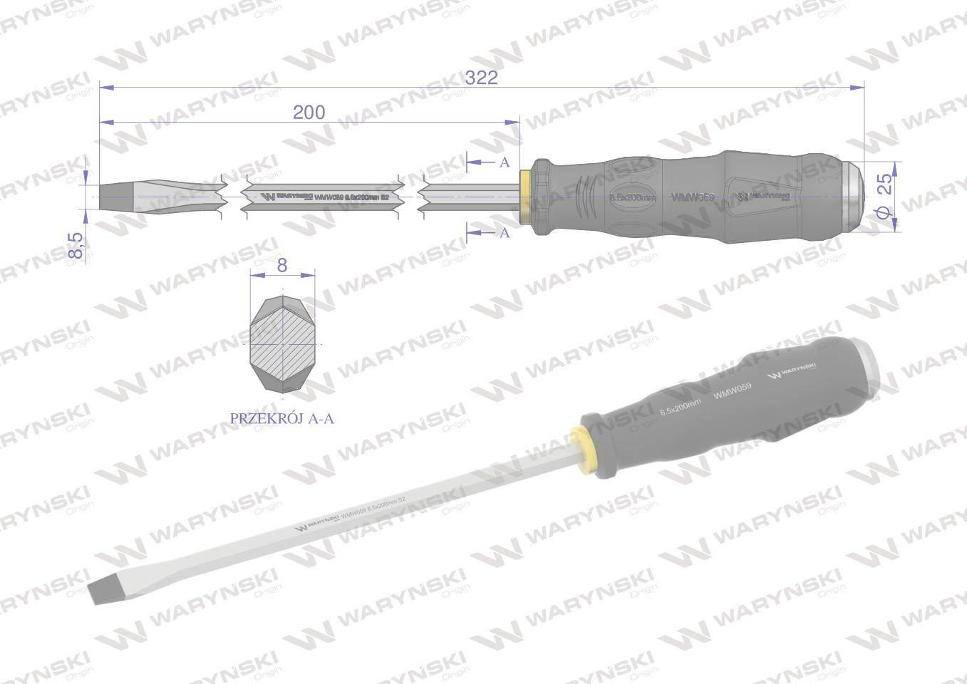 wkrętak do pobijania 8.5x200mm Waryński WMW059 - zdjęcie 2