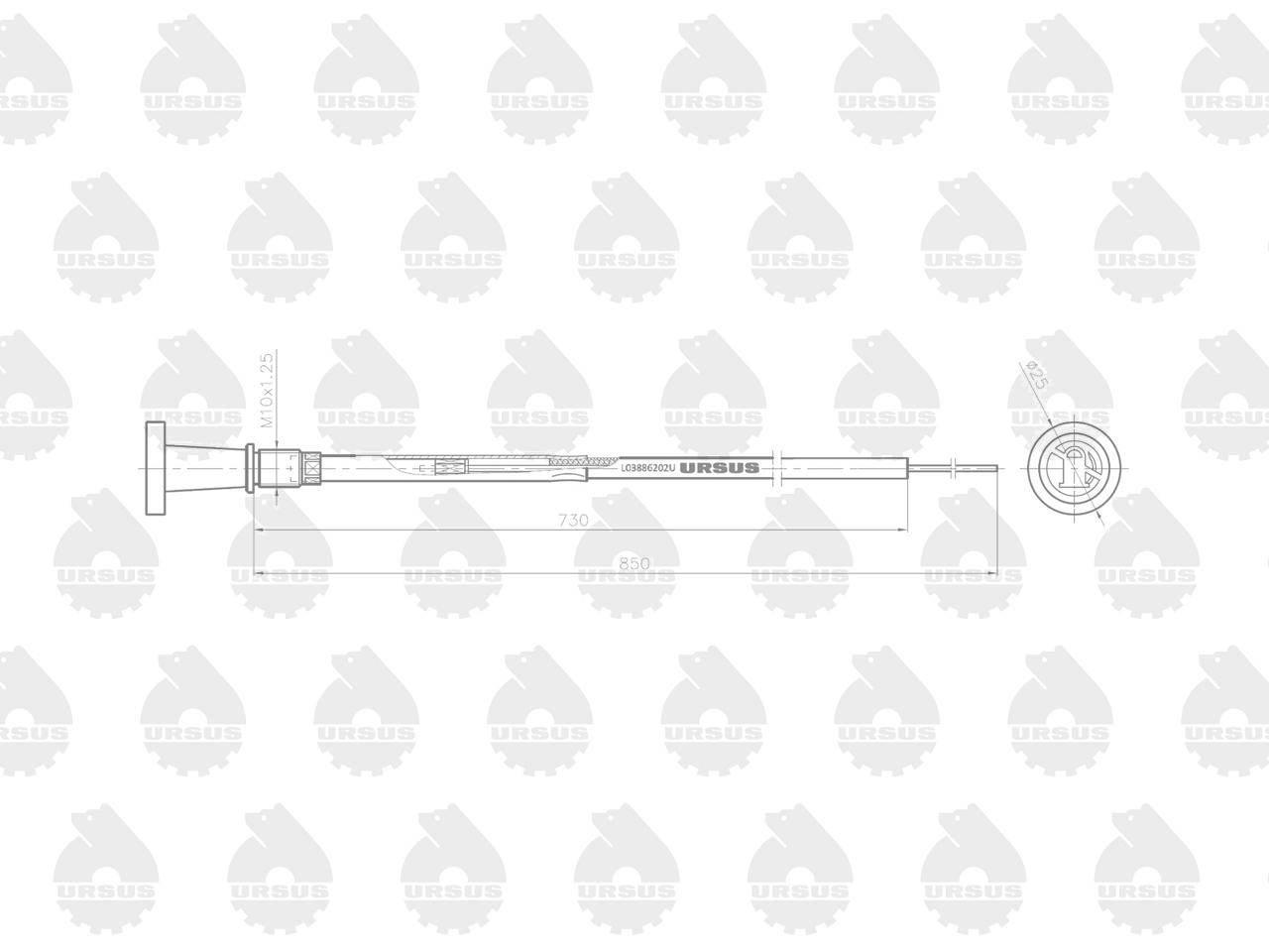 Linka - Gaszenie silnika L-850mm 1874438M1 MF ORYGINAŁ URSUS L03886202U - zdjęcie 2