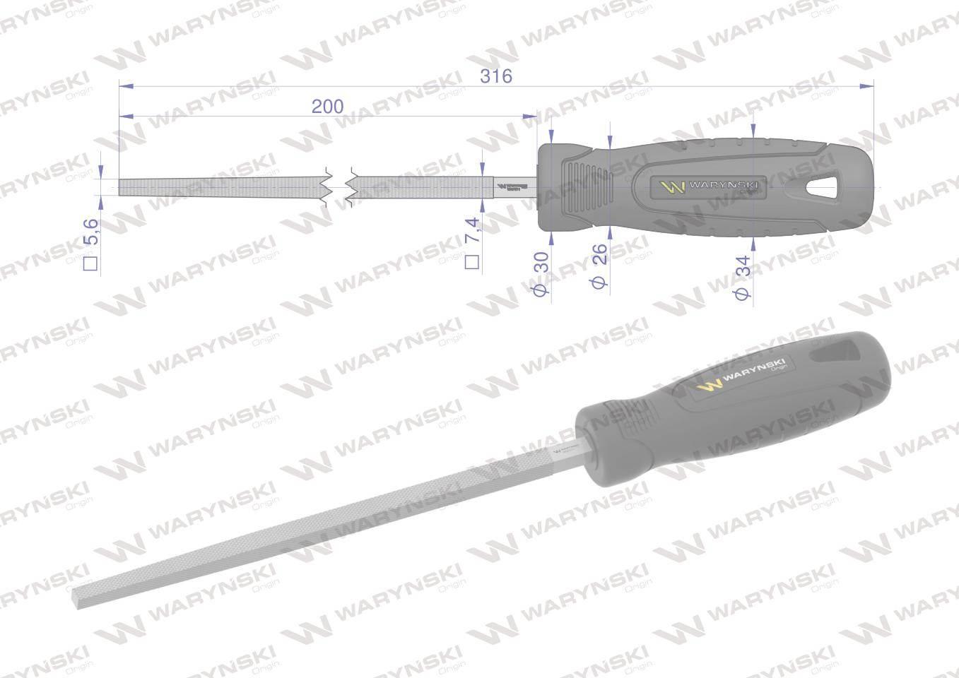 Pilnik kwadratowy 200 mm Waryński WMF011 - zdjęcie 2