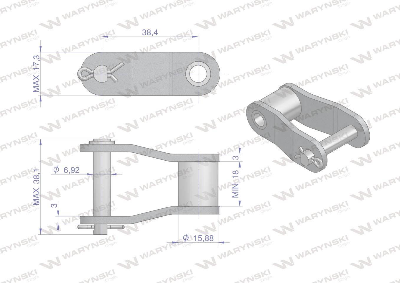 Półogniwo łańcucha 38.4V Waryński 5szt W-P38.4V - zdjęcie 2