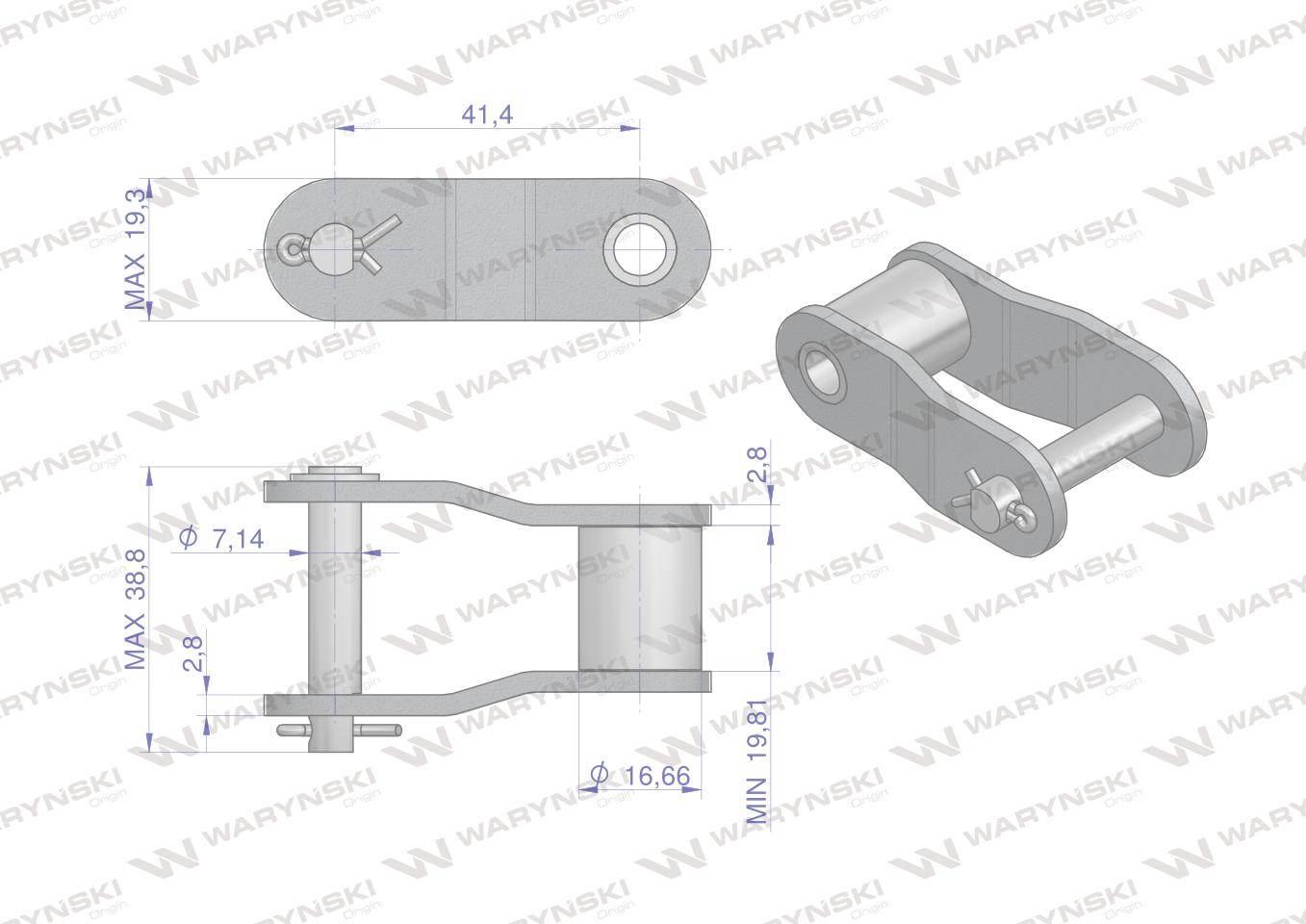 Półogniwo łańcucha CA550 Waryński 5szt W-PCA550