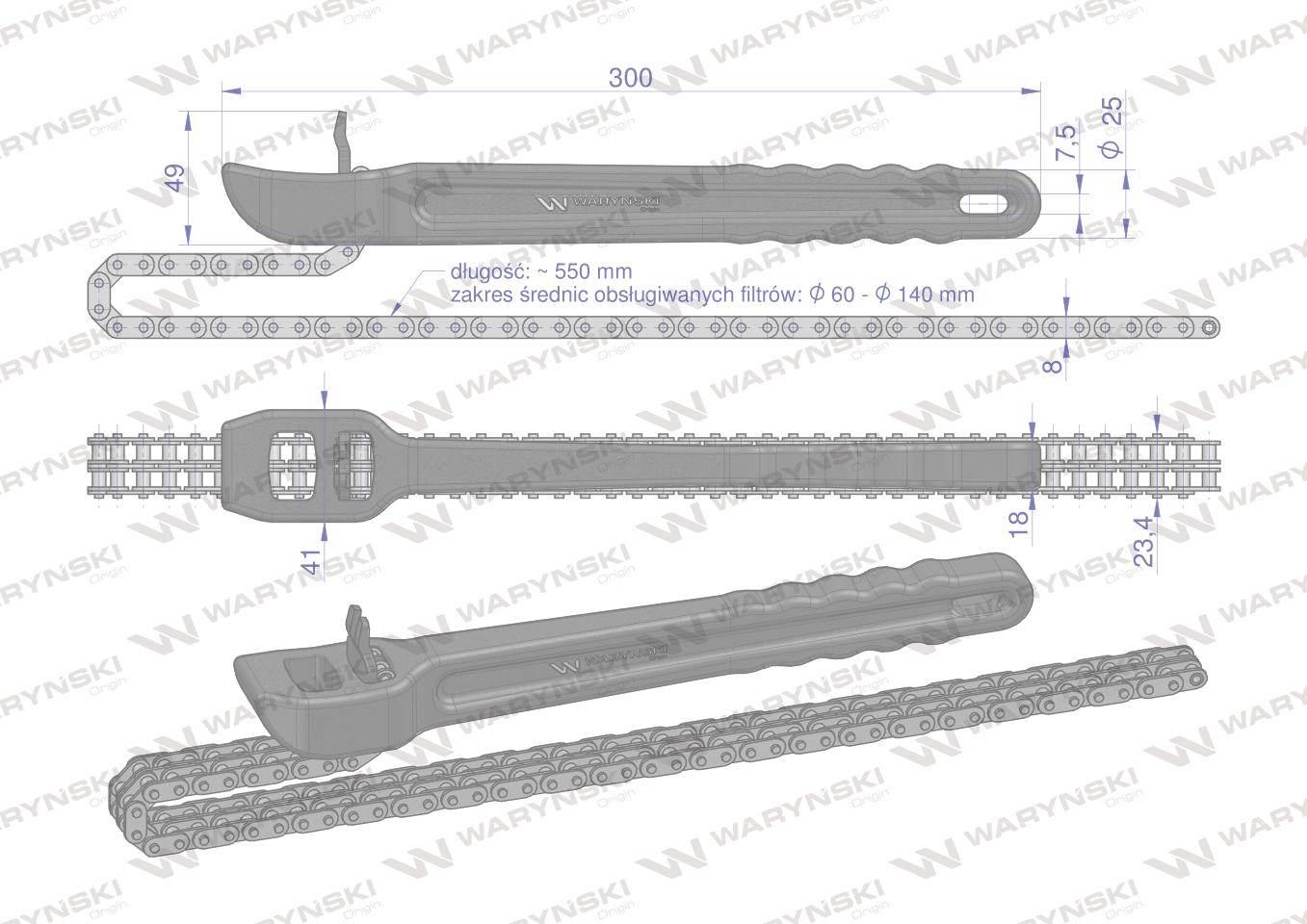Klucz łańcuchowy do filtrów -140mm Waryński WMK159 - zdjęcie 3