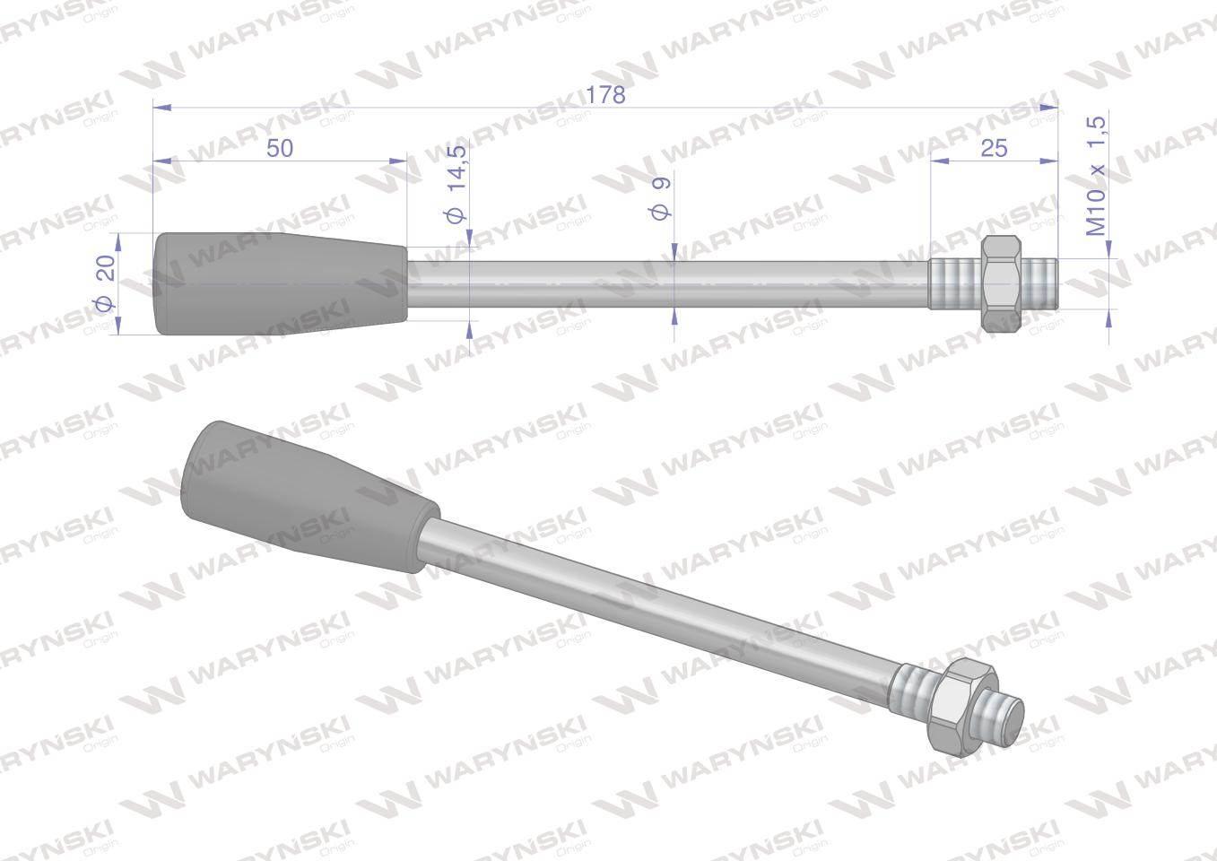 Dźwignia do rozdzielaczy hydraulicznych W80L Waryński W-DZW40/80B - zdjęcie 2