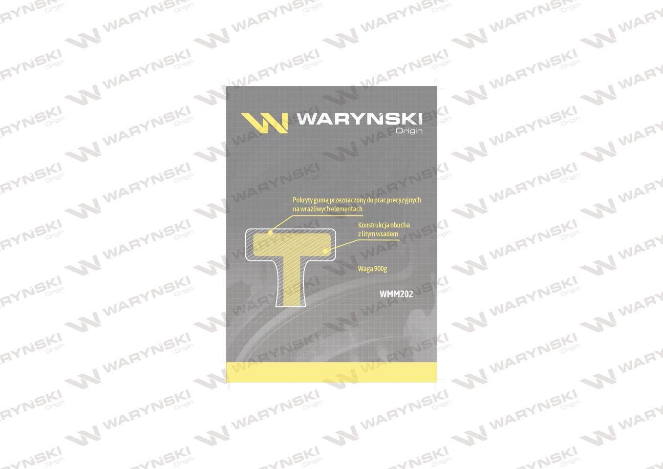 Młotek gumowy czarny lity 900 g trzonek z włókna szklanego Waryński WMM202 - zdjęcie 3