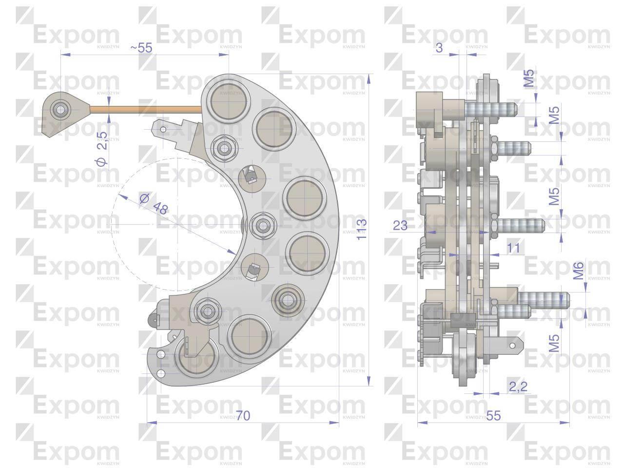 Prostownik alternatora 9515672EX C-385 Nowy Typ EXPOM KWIDZYN eu - zdjęcie 3