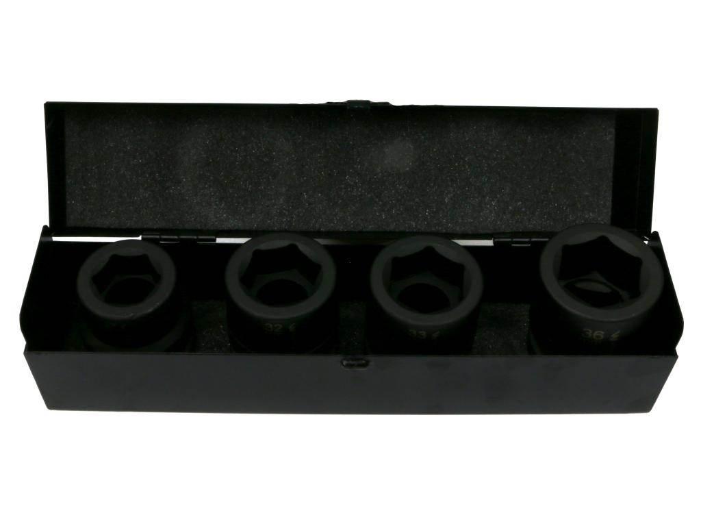 Zestaw nasadek udarowych 1" 4 cz. 27. 32. 33. 36 mm ze stali CrMo DIN 3129