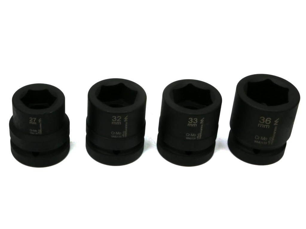 Zestaw nasadek udarowych 1" 4 cz. 27. 32. 33. 36 mm ze stali CrMo DIN 3129 - zdjęcie 2