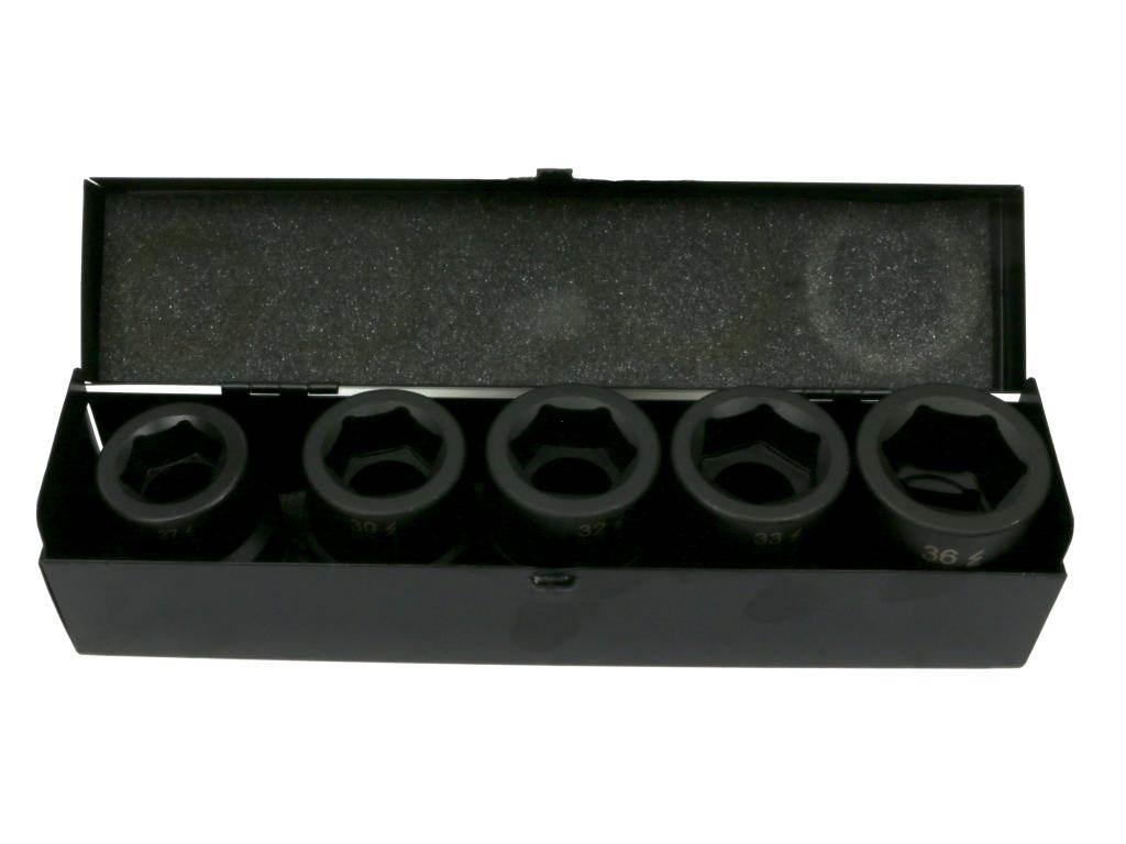 Zestaw nasadek udarowych 1" 5 cz. 27. 30. 32. 33. 36 mm ze stali CrMo DIN 3