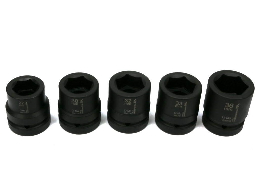 Zestaw nasadek udarowych 1" 5 cz. 27. 30. 32. 33. 36 mm ze stali CrMo DIN 3 - zdjęcie 2