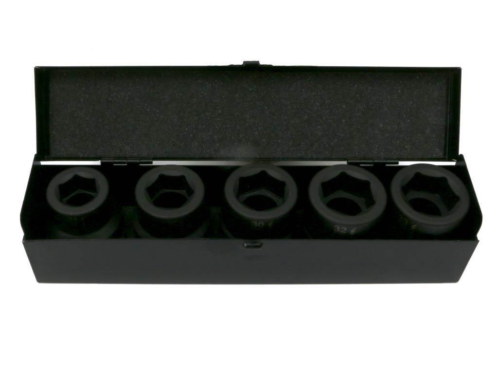 Zestaw nasadek udarowych 1" 5 cz. 24. 27. 30. 32. 33 mm ze stali CrMo DIN 3